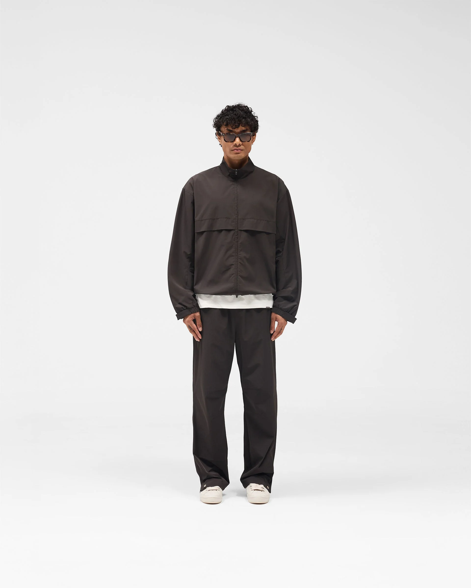 Initial Nylon Track Jacket - Coffee - Image 7