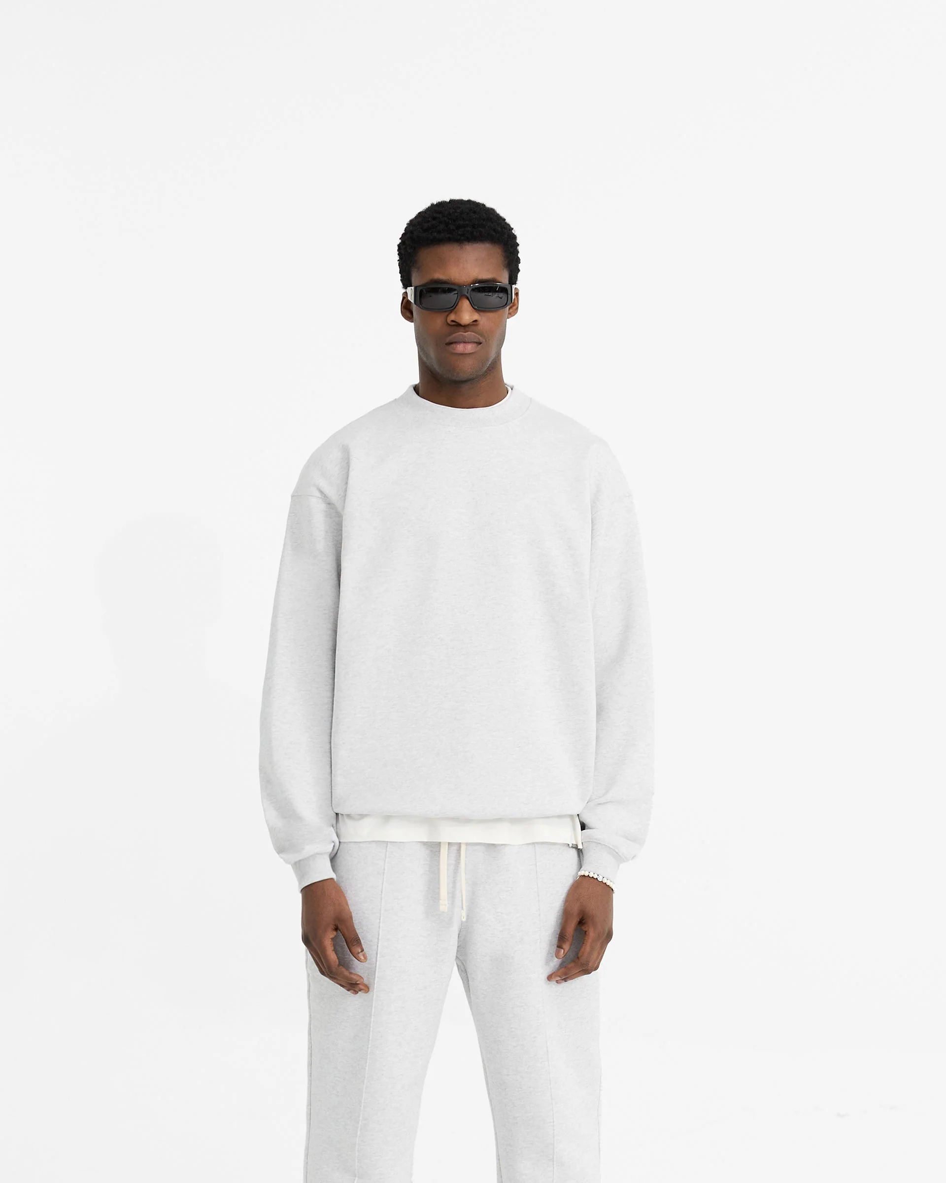 Initial Oversized Sweater - Ice Grey Marl - Image 3