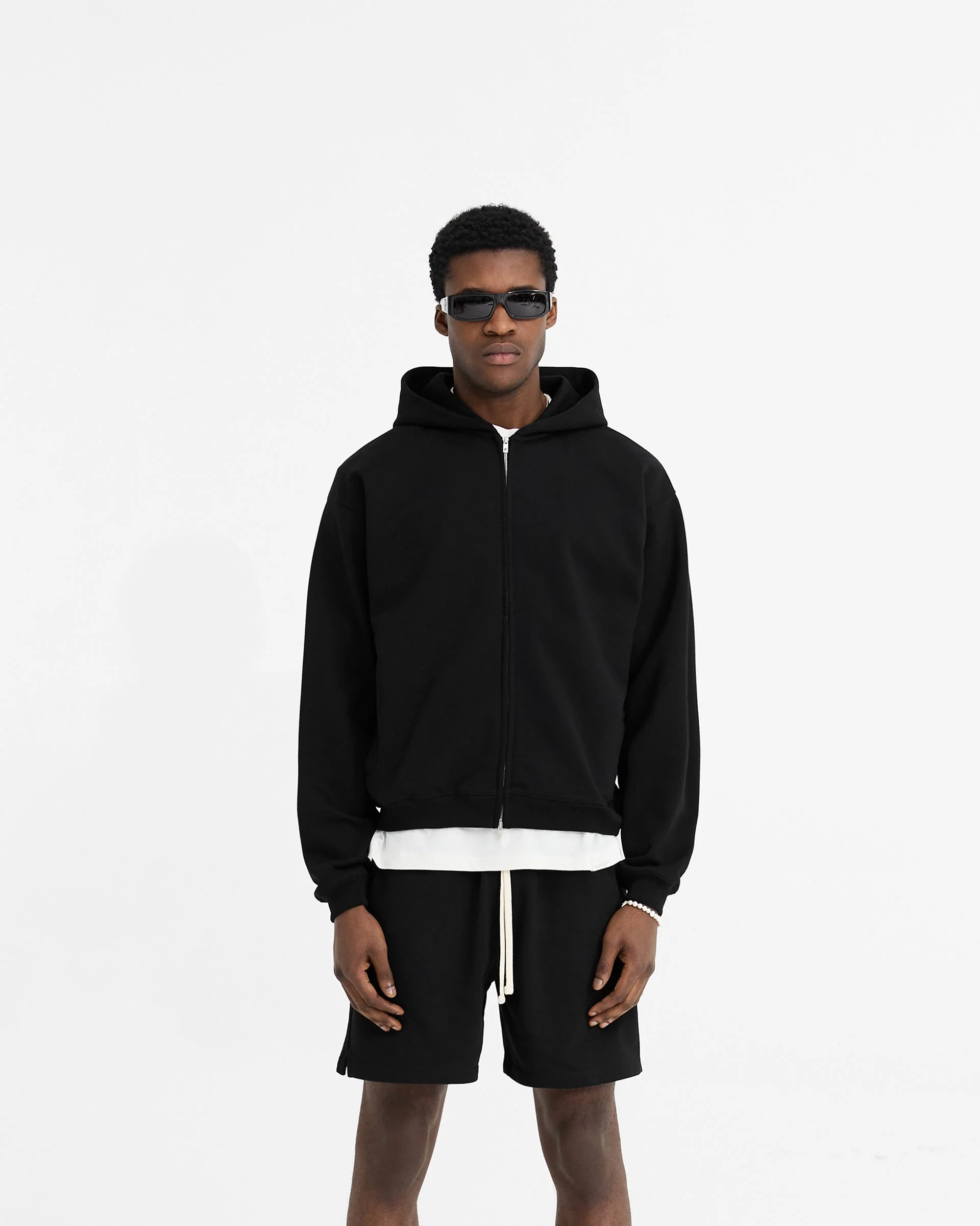 Initial Oversized Zip Hoodie - Black - Image 3