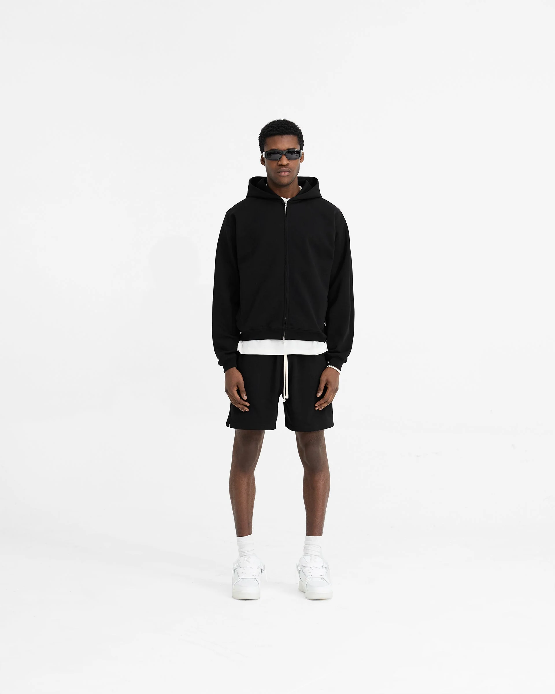 Initial Oversized Zip Hoodie - Black - Image 5