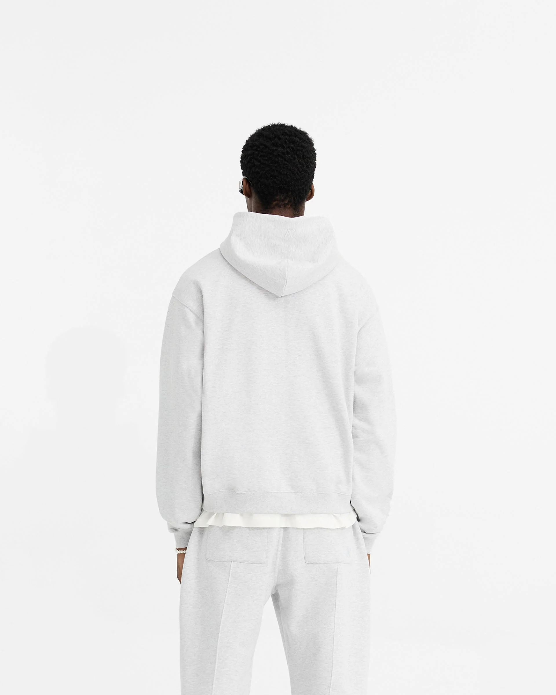 Initial Oversized Zip Hoodie - Ice Grey Marl - Image 4