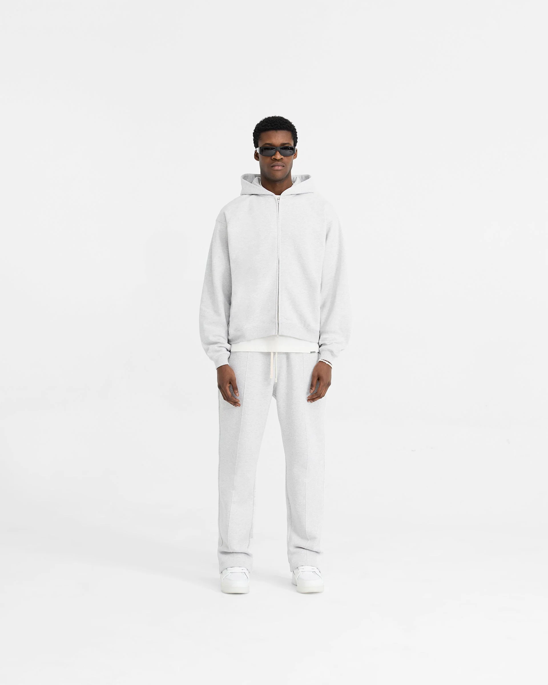 Initial Oversized Zip Hoodie - Ice Grey Marl - Image 5