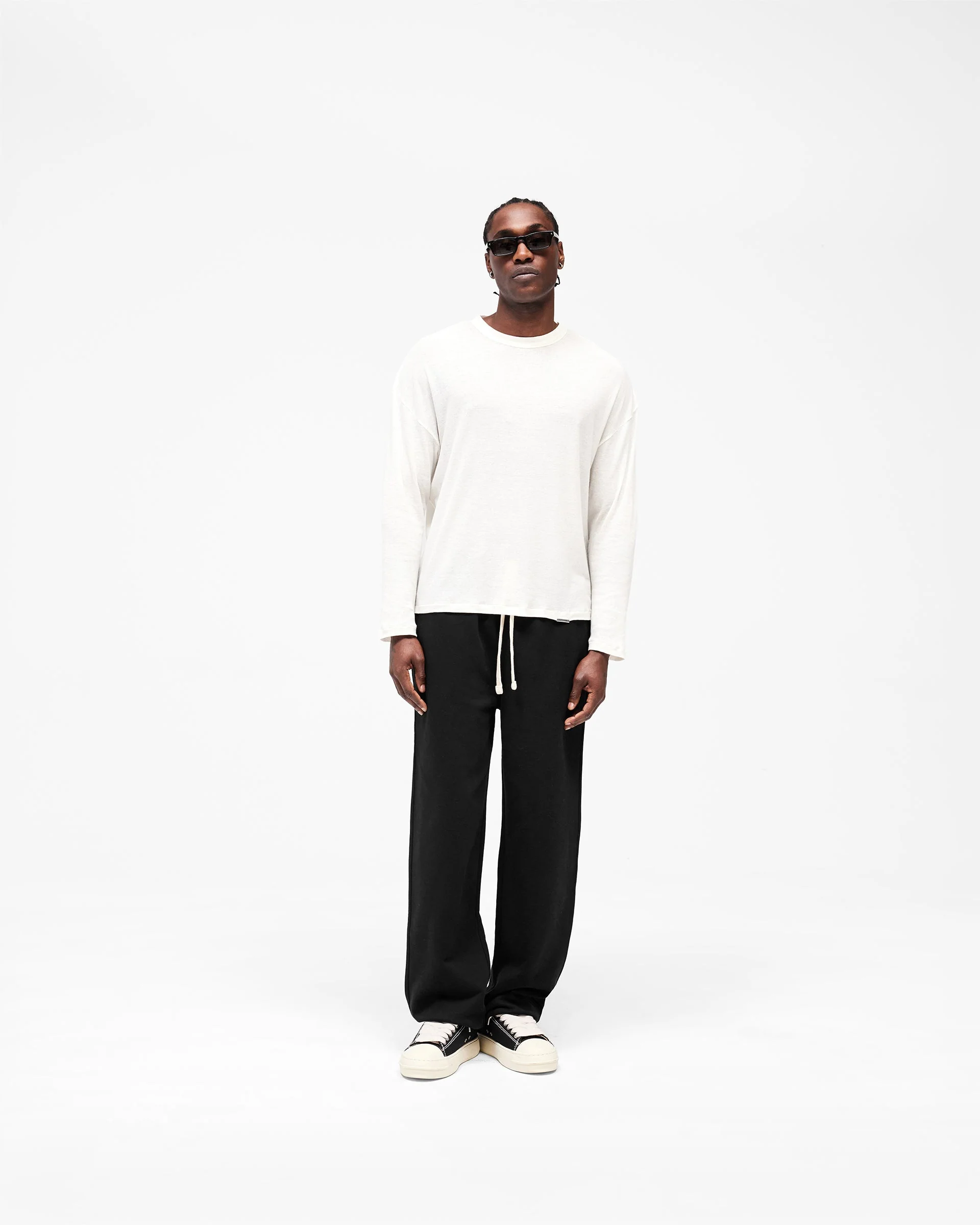 Initial Sheer Rib Long Sleeve T-Shirt - Flat White - Image 7