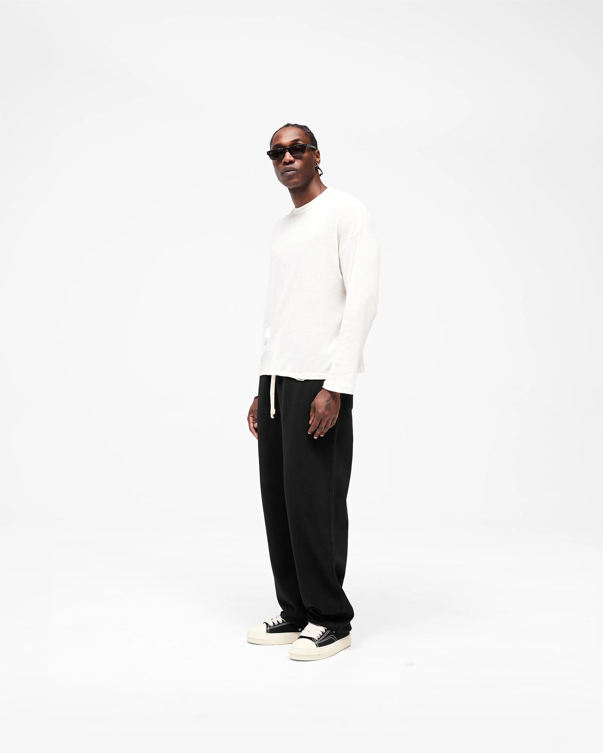 Initial Sheer Rib Long Sleeve T-Shirt - Flat White - Image 9