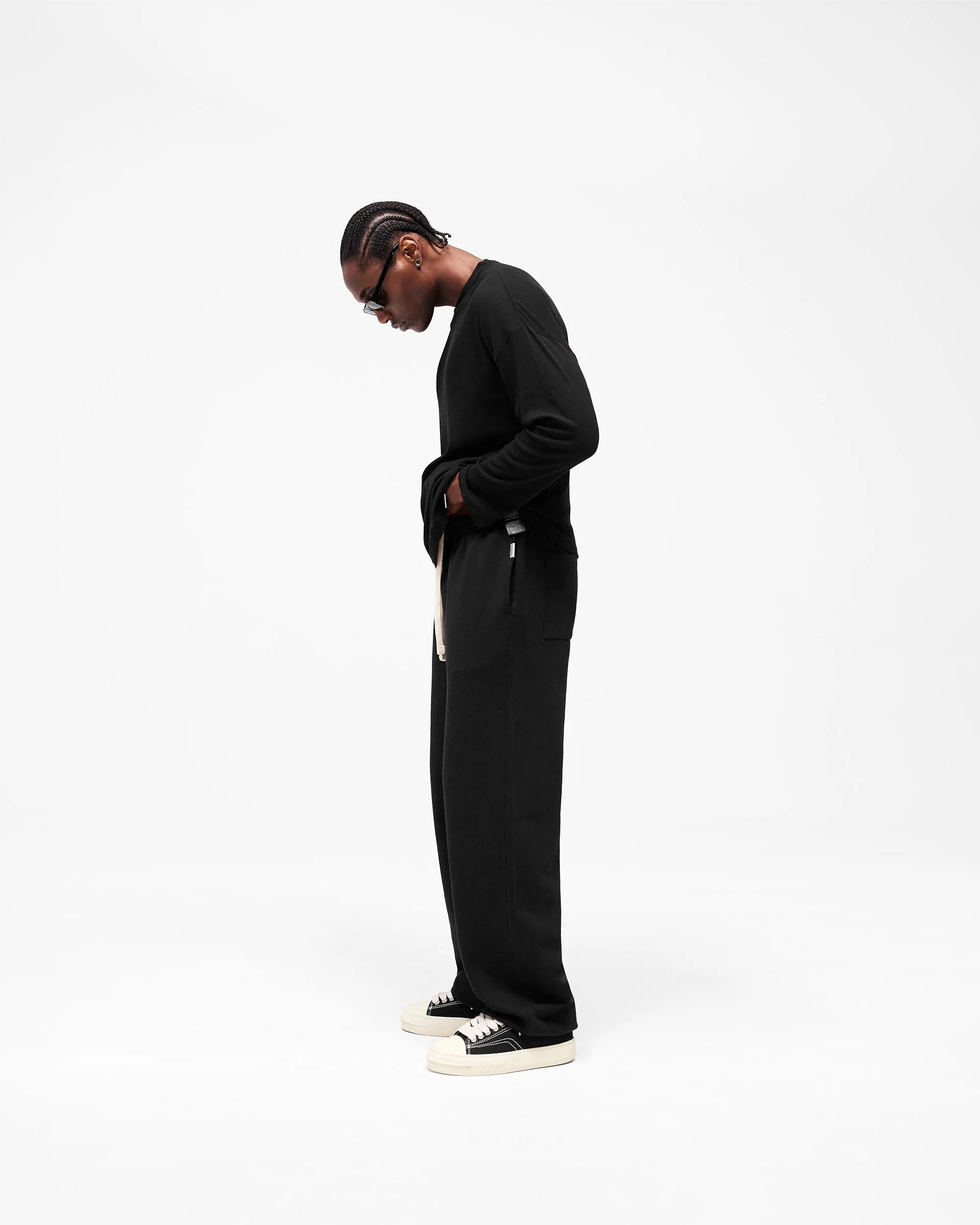Initial Sheer Rib Long Sleeve T-Shirt - Jet Black - Image 10