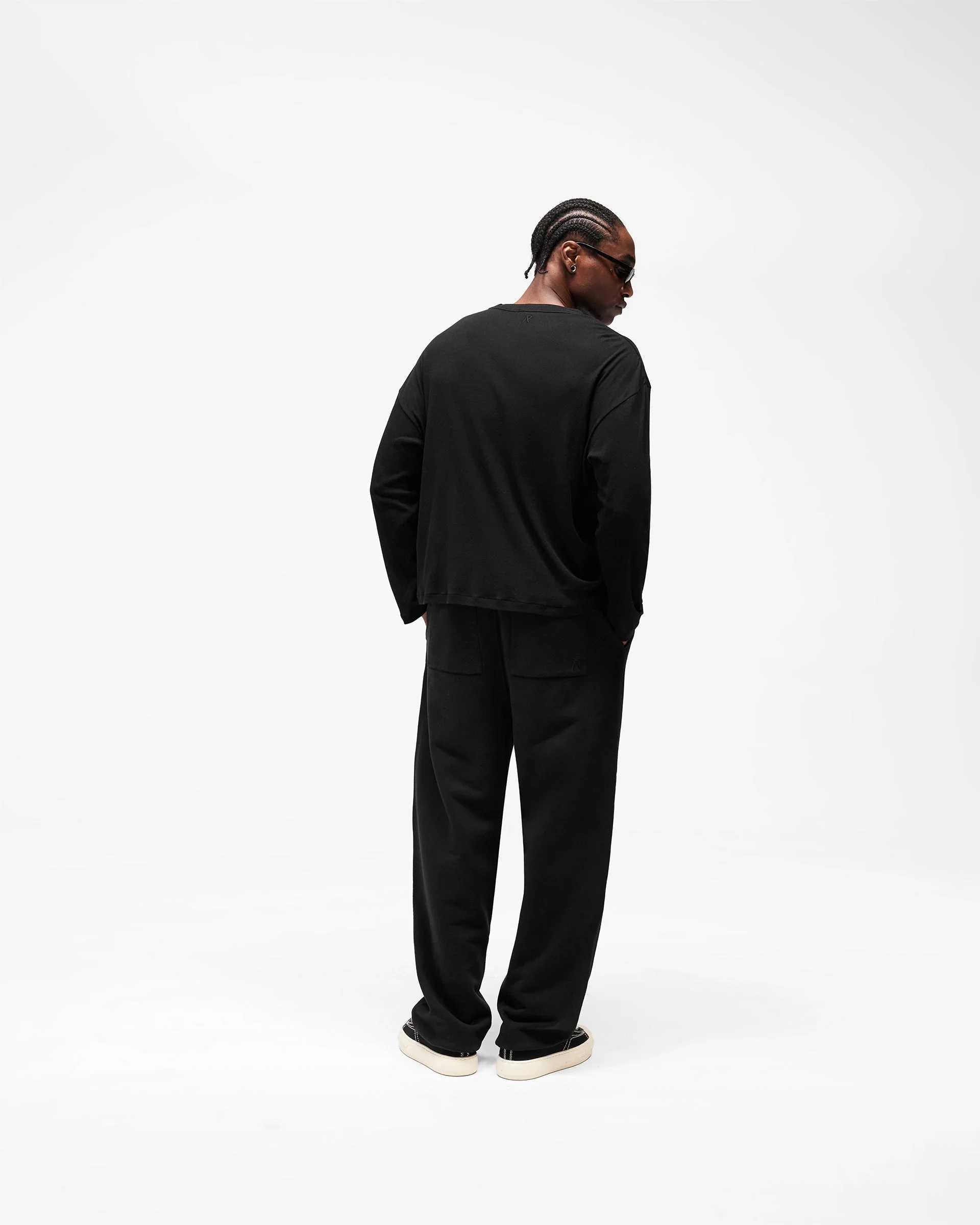 Initial Sheer Rib Long Sleeve T-Shirt - Jet Black - Image 11