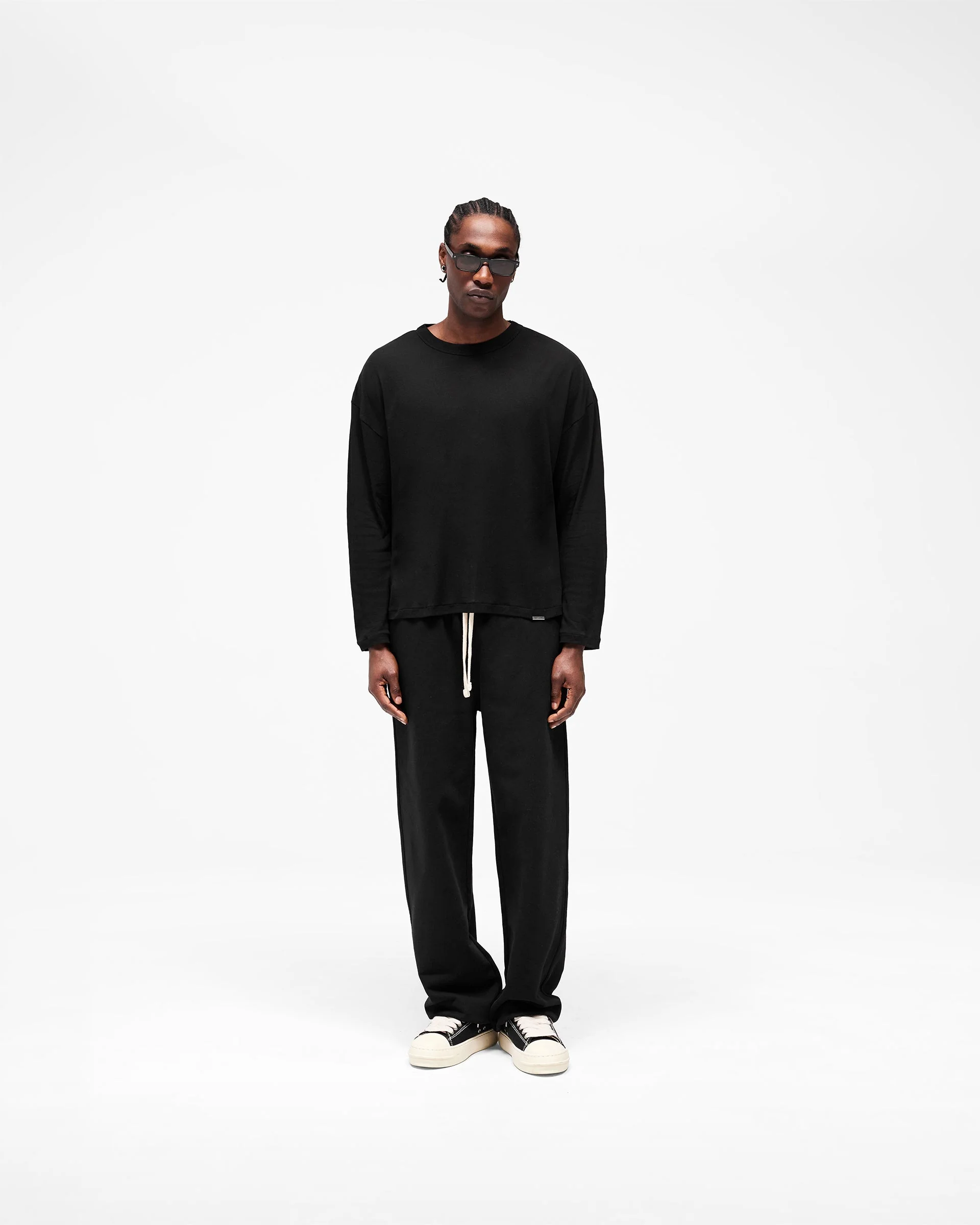 Initial Sheer Rib Long Sleeve T-Shirt - Jet Black - Image 7