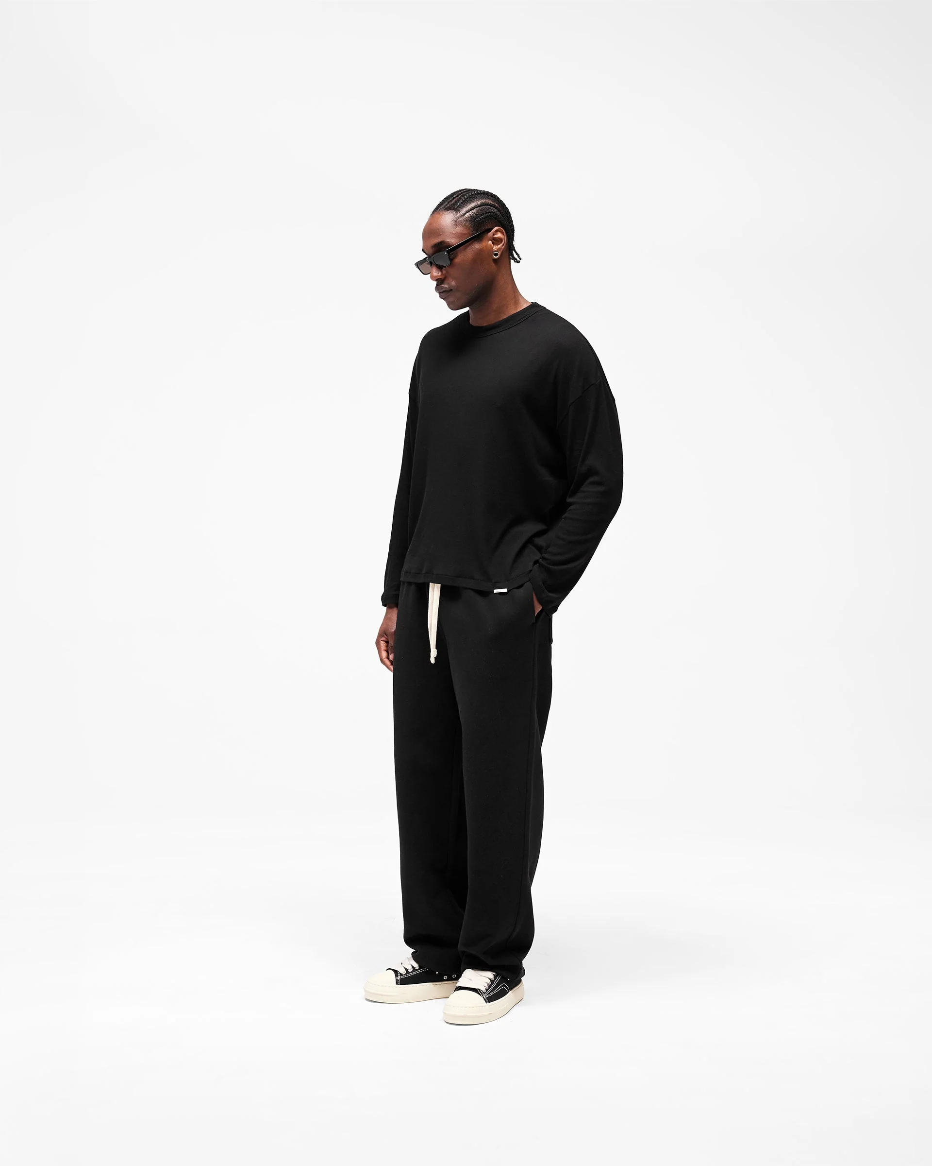 Initial Sheer Rib Long Sleeve T-Shirt - Jet Black - Image 8