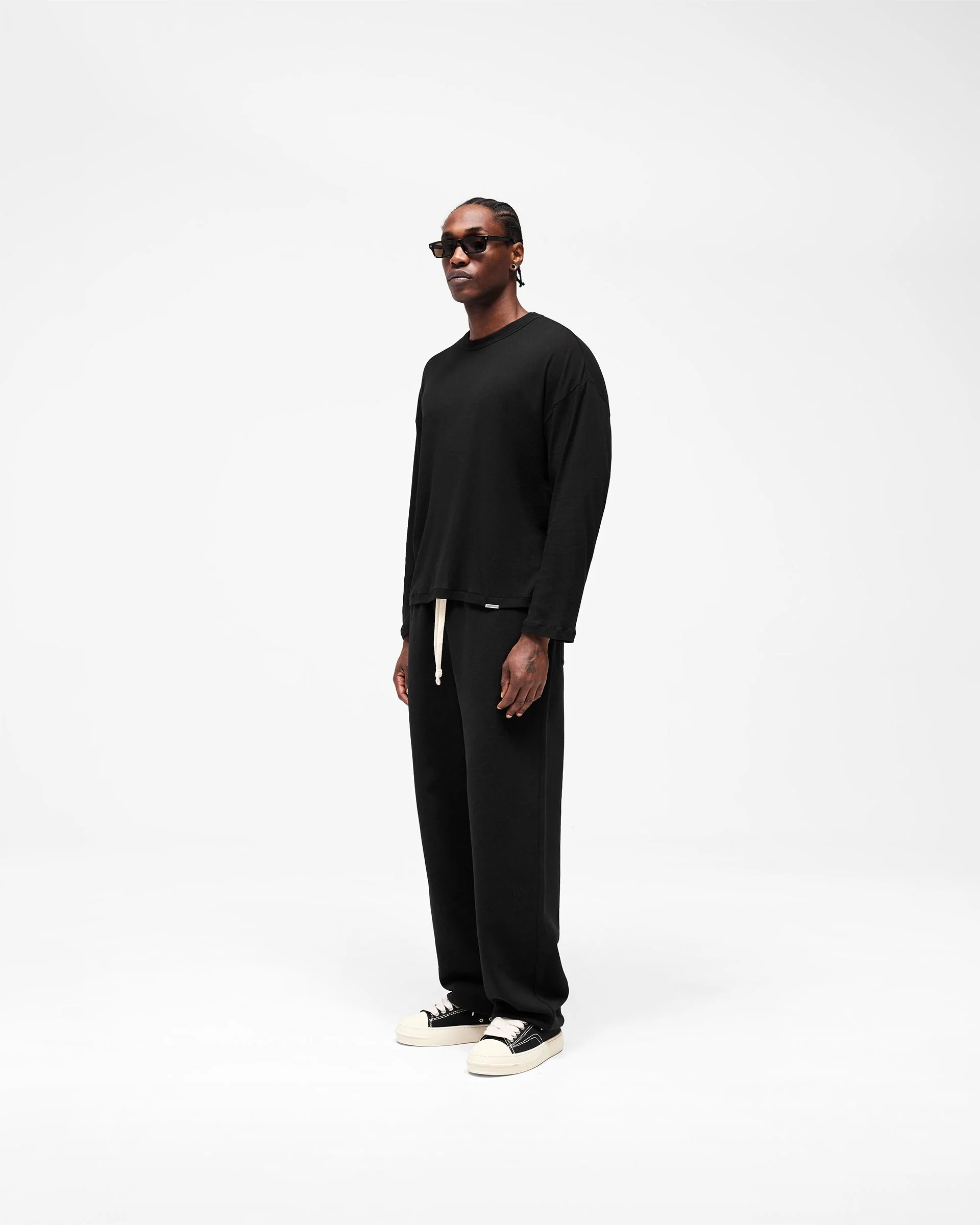 Initial Sheer Rib Long Sleeve T-Shirt - Jet Black - Image 9