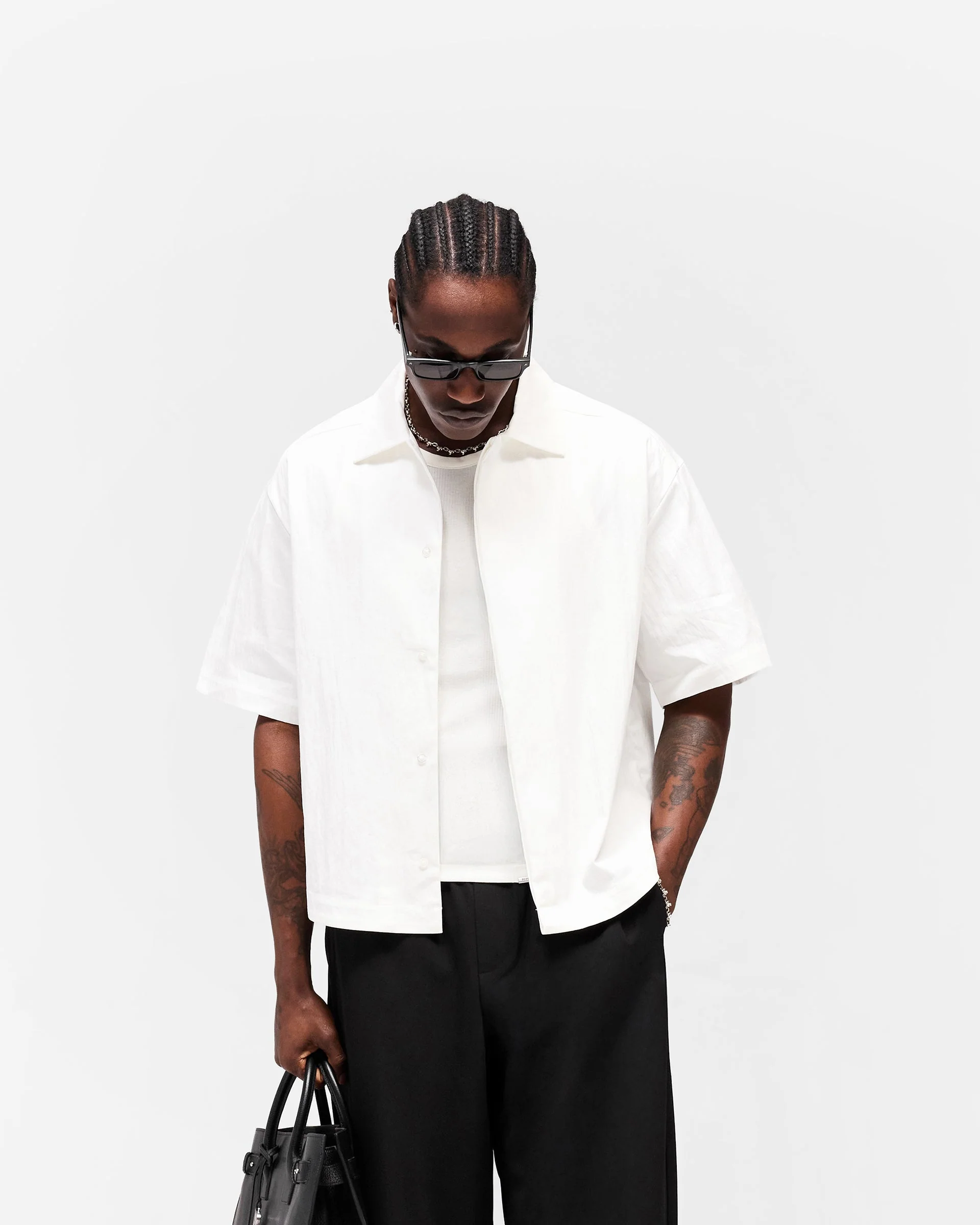 Initial Short Sleeve Shirt - Flat White - Image 2