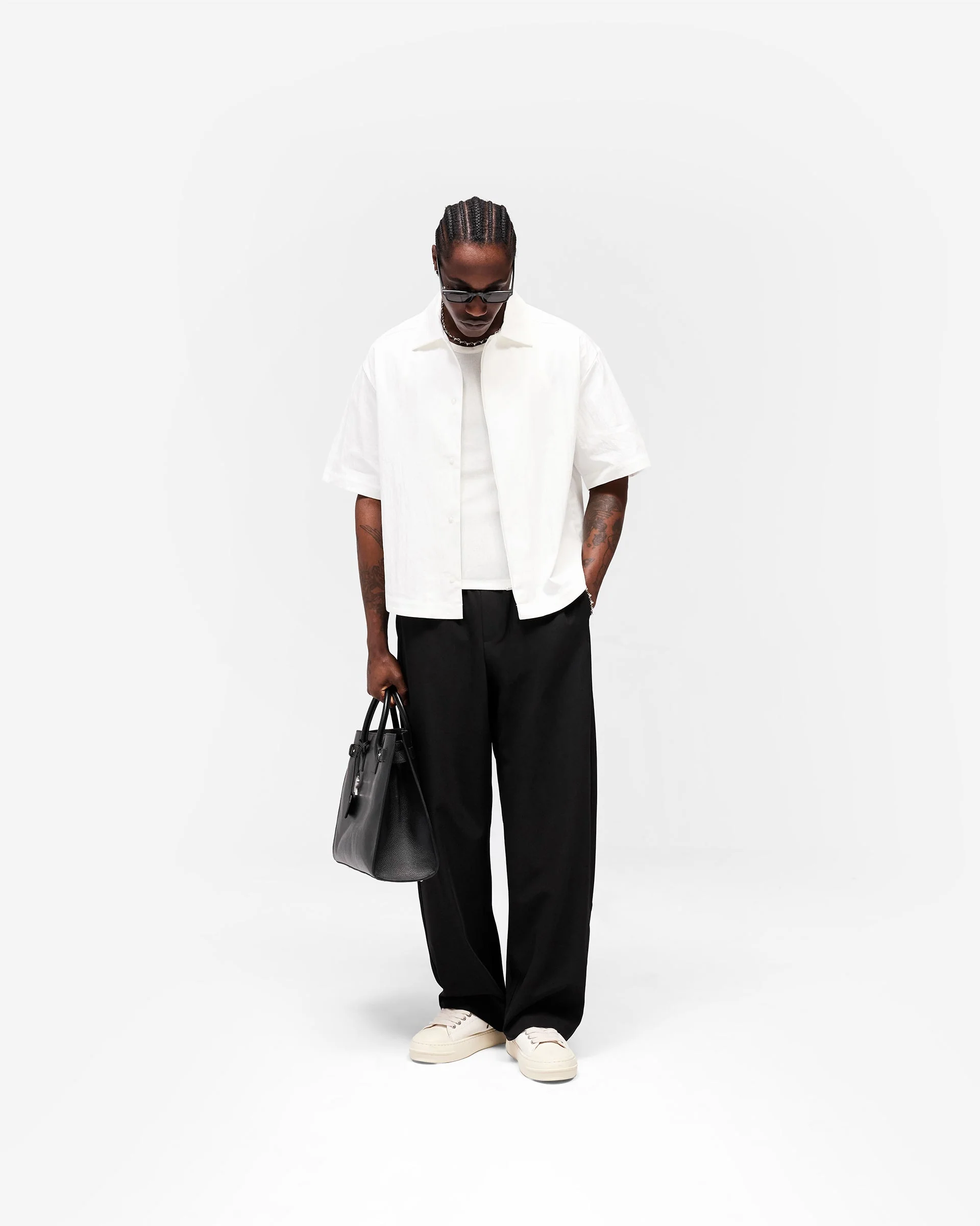 Initial Short Sleeve Shirt - Flat White - Image 8