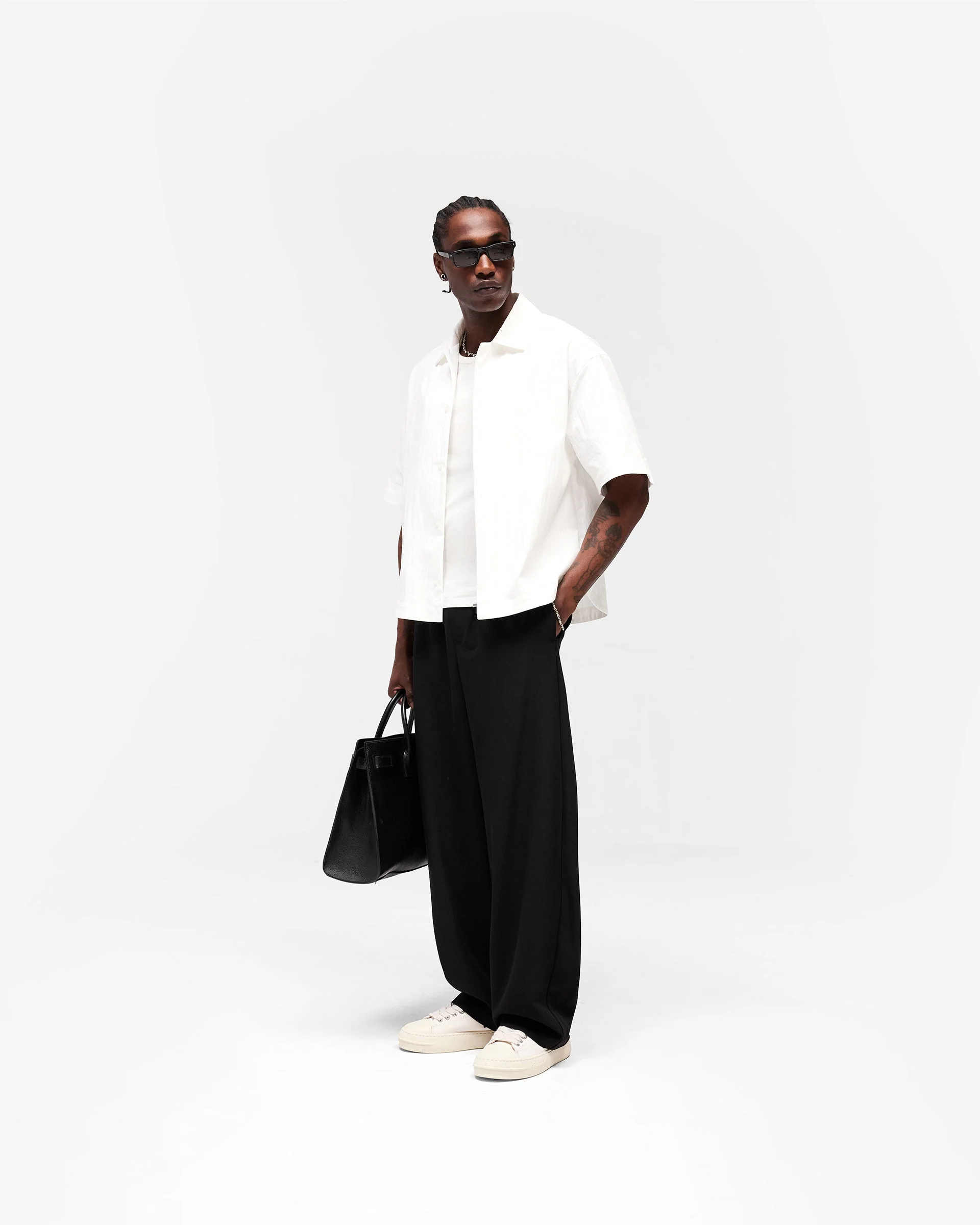 Initial Short Sleeve Shirt - Flat White - Image 9
