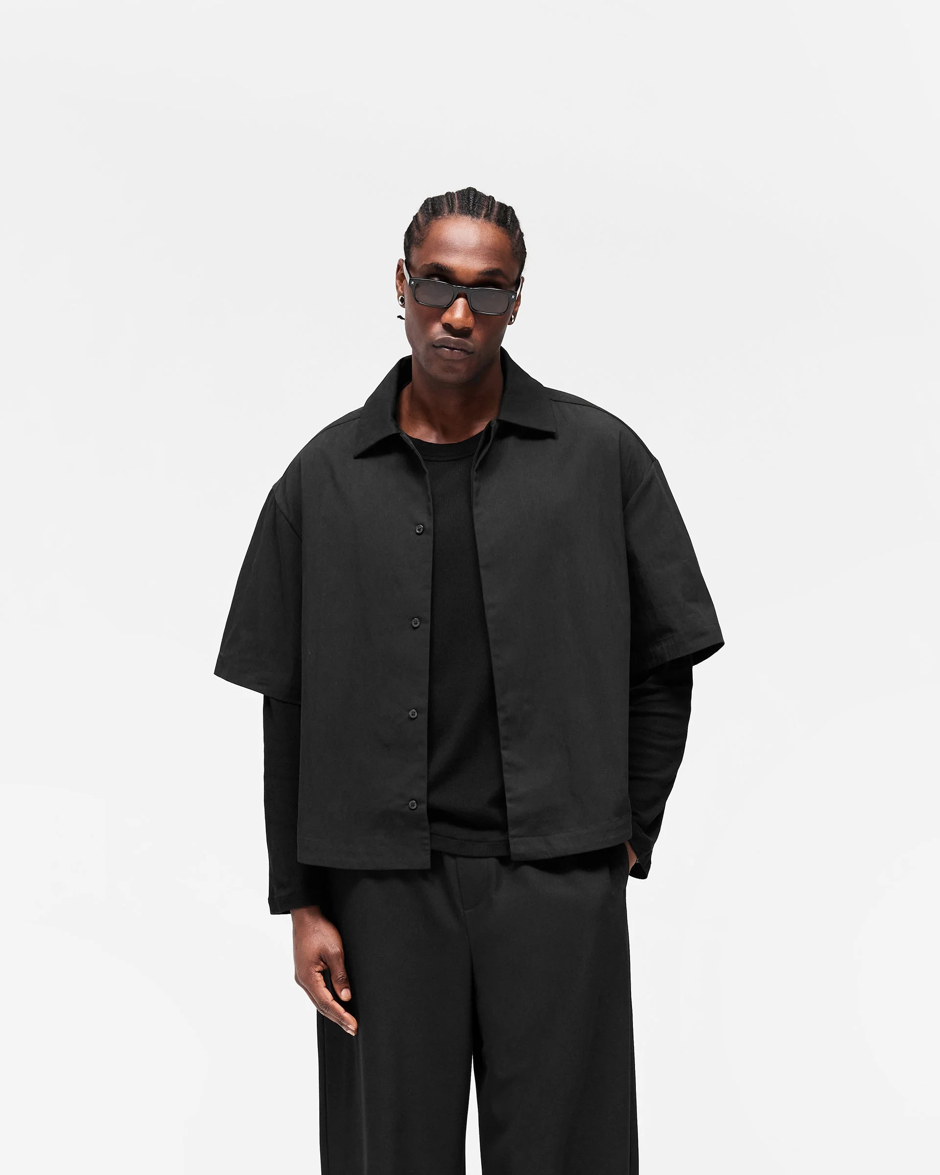 Initial Short Sleeve Shirt - Jet Black - Image 3