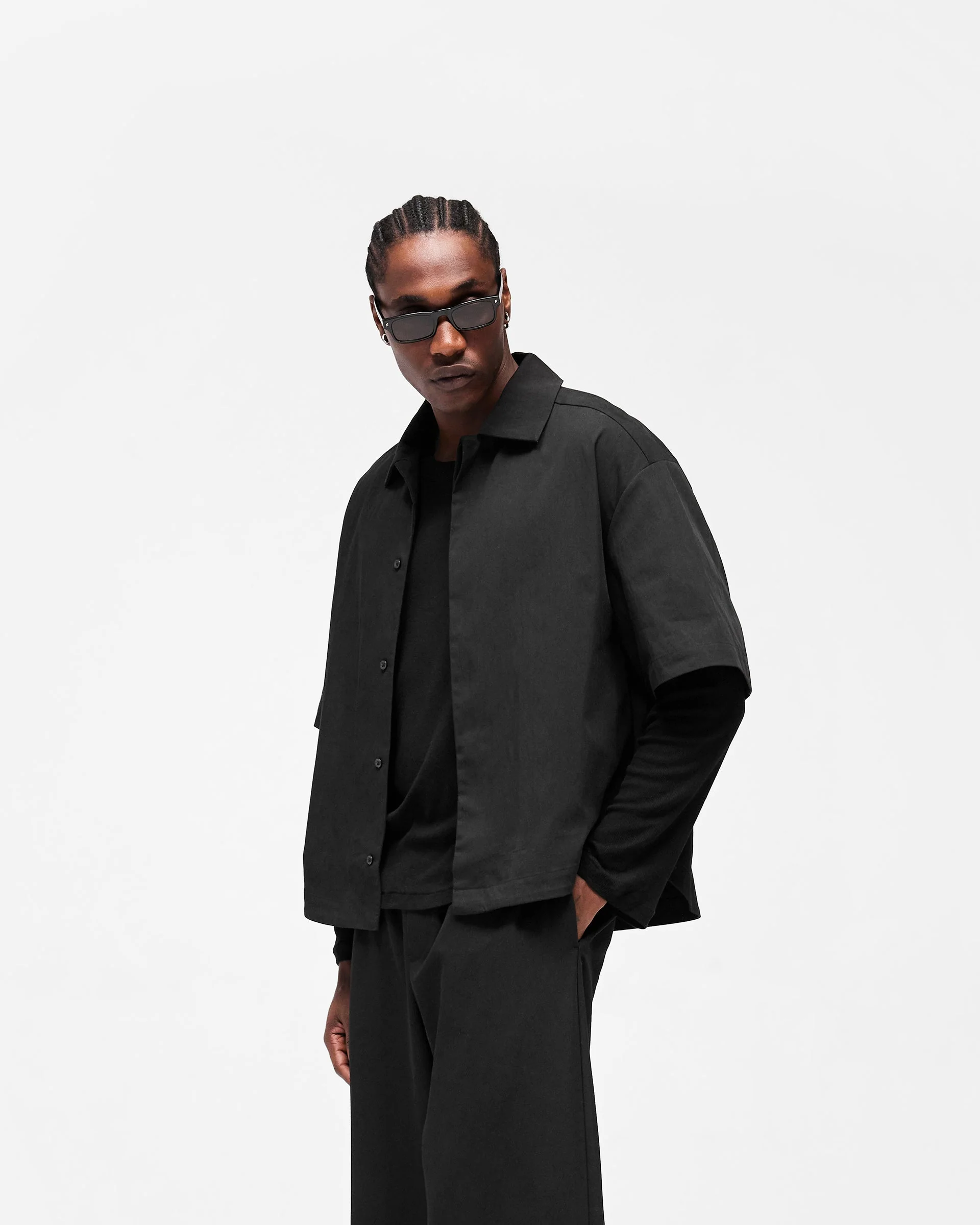 Initial Short Sleeve Shirt - Jet Black - Image 4