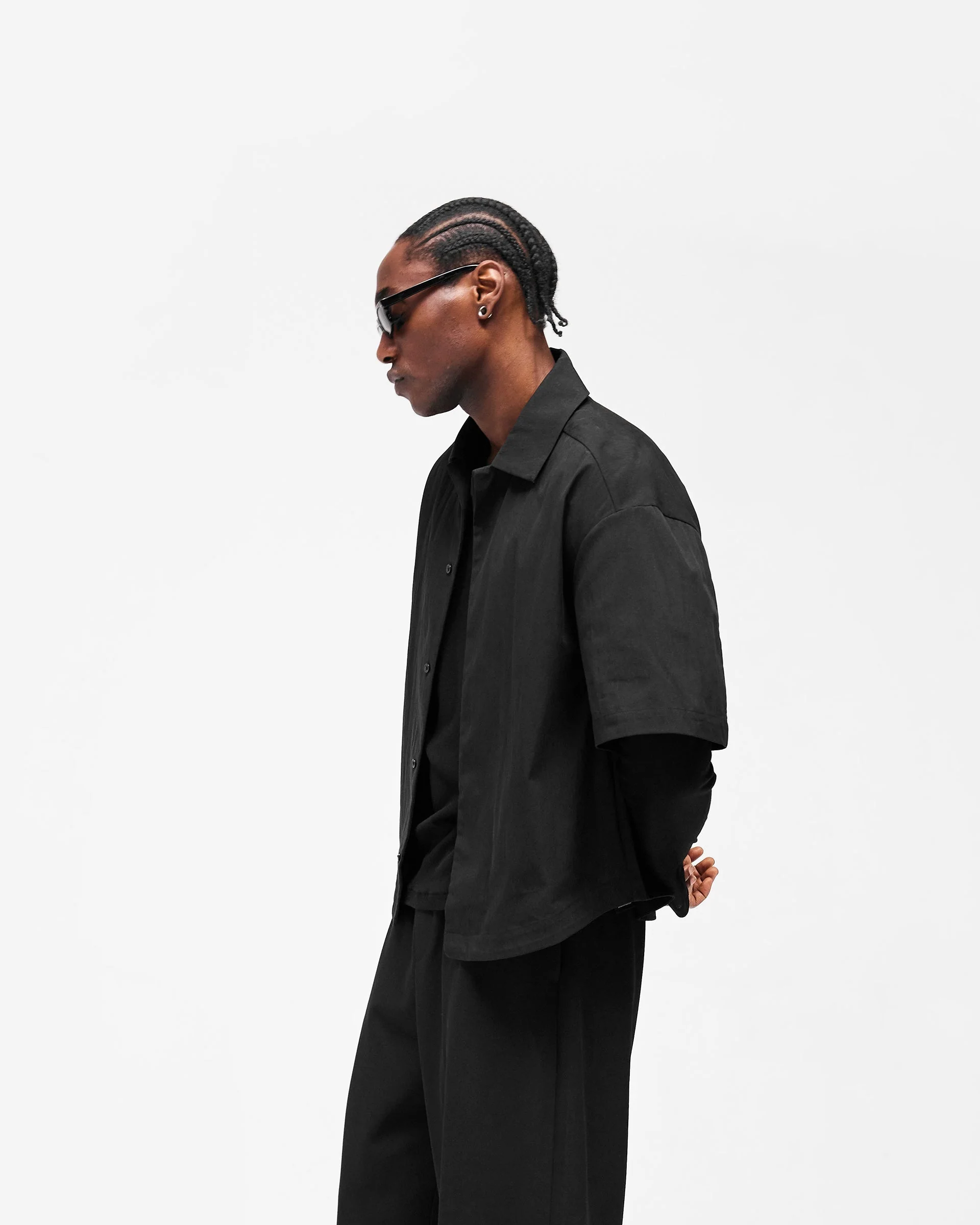 Initial Short Sleeve Shirt - Jet Black - Image 5