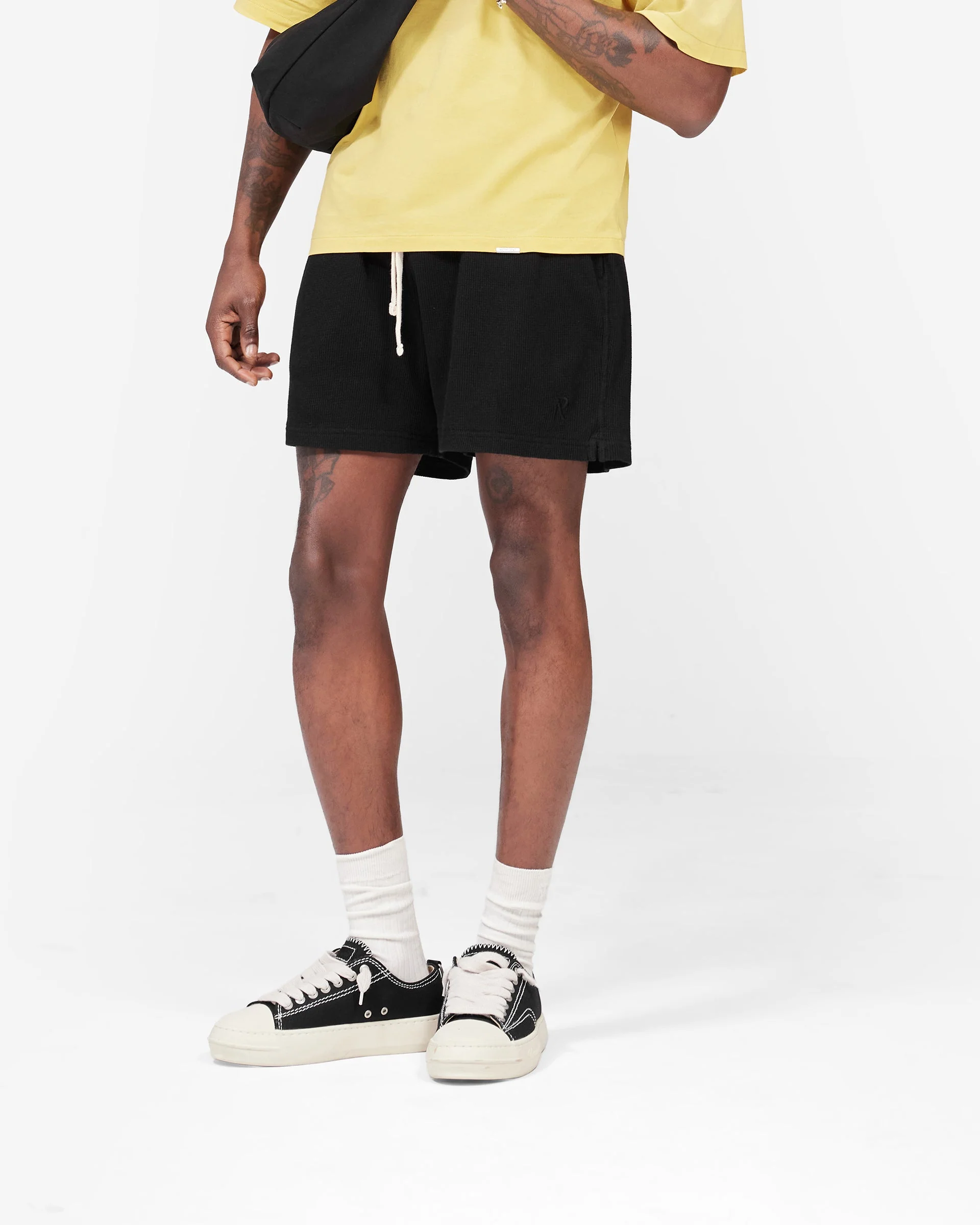 Initial Waffle Shorts - Jet Black - Image 2