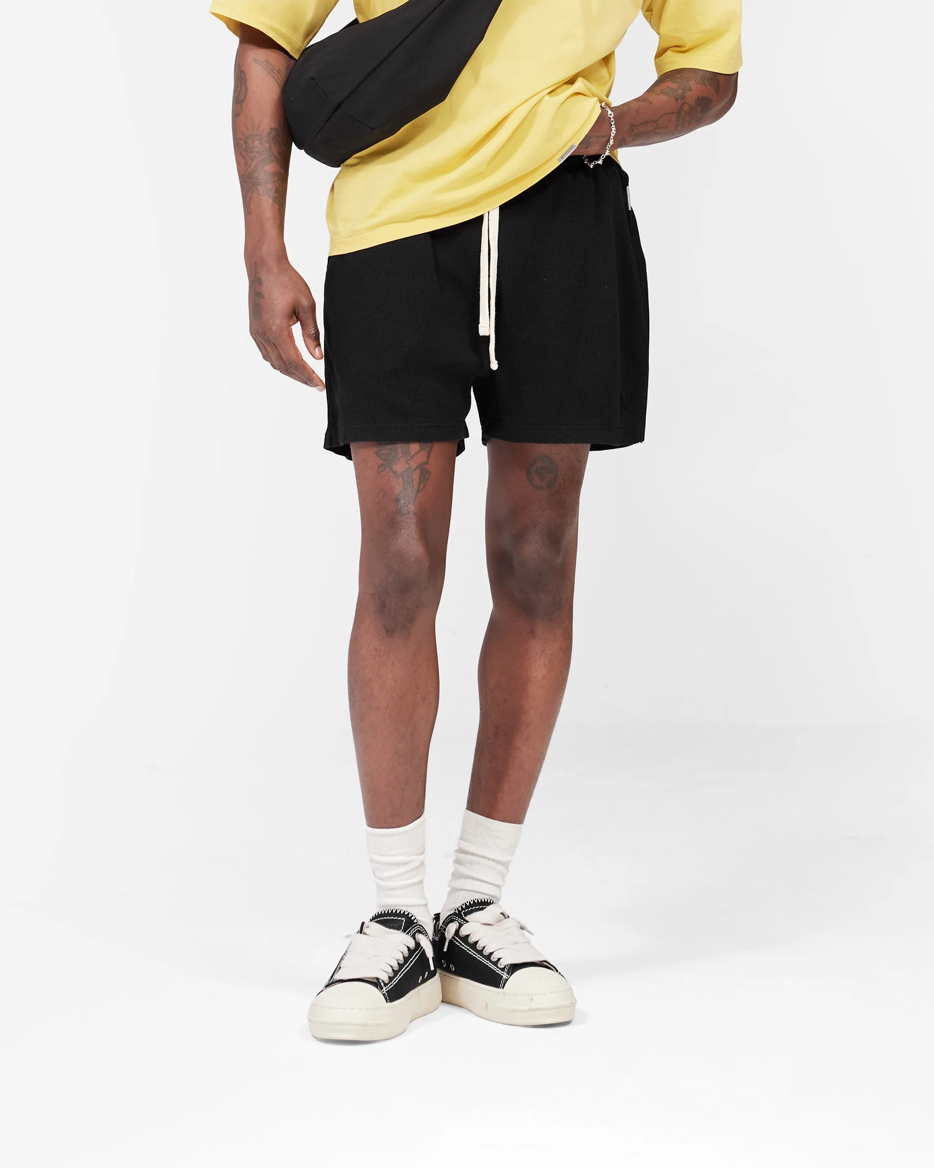 Initial Waffle Shorts - Jet Black - Image 3