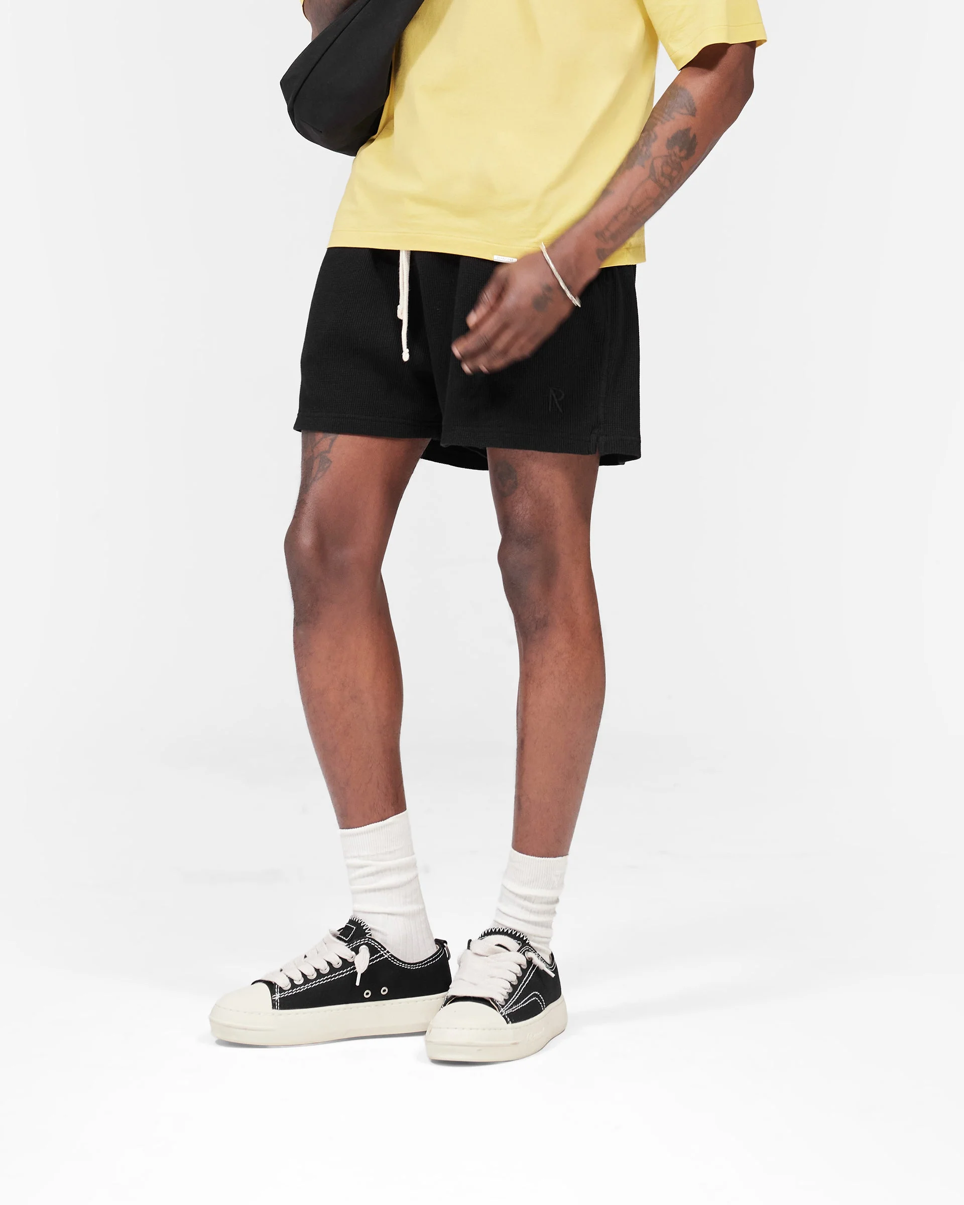Initial Waffle Shorts - Jet Black - Image 4
