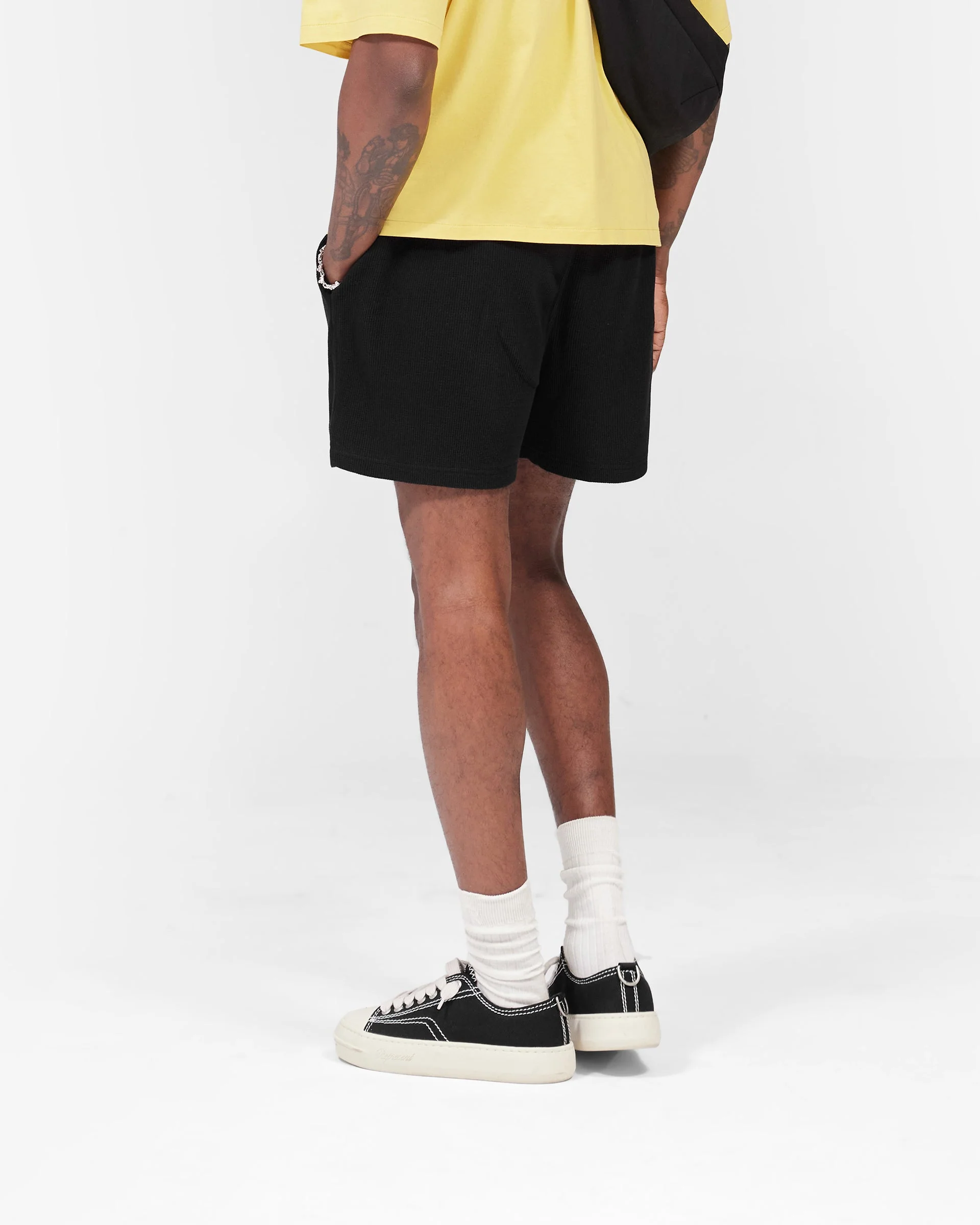 Initial Waffle Shorts - Jet Black - Image 5