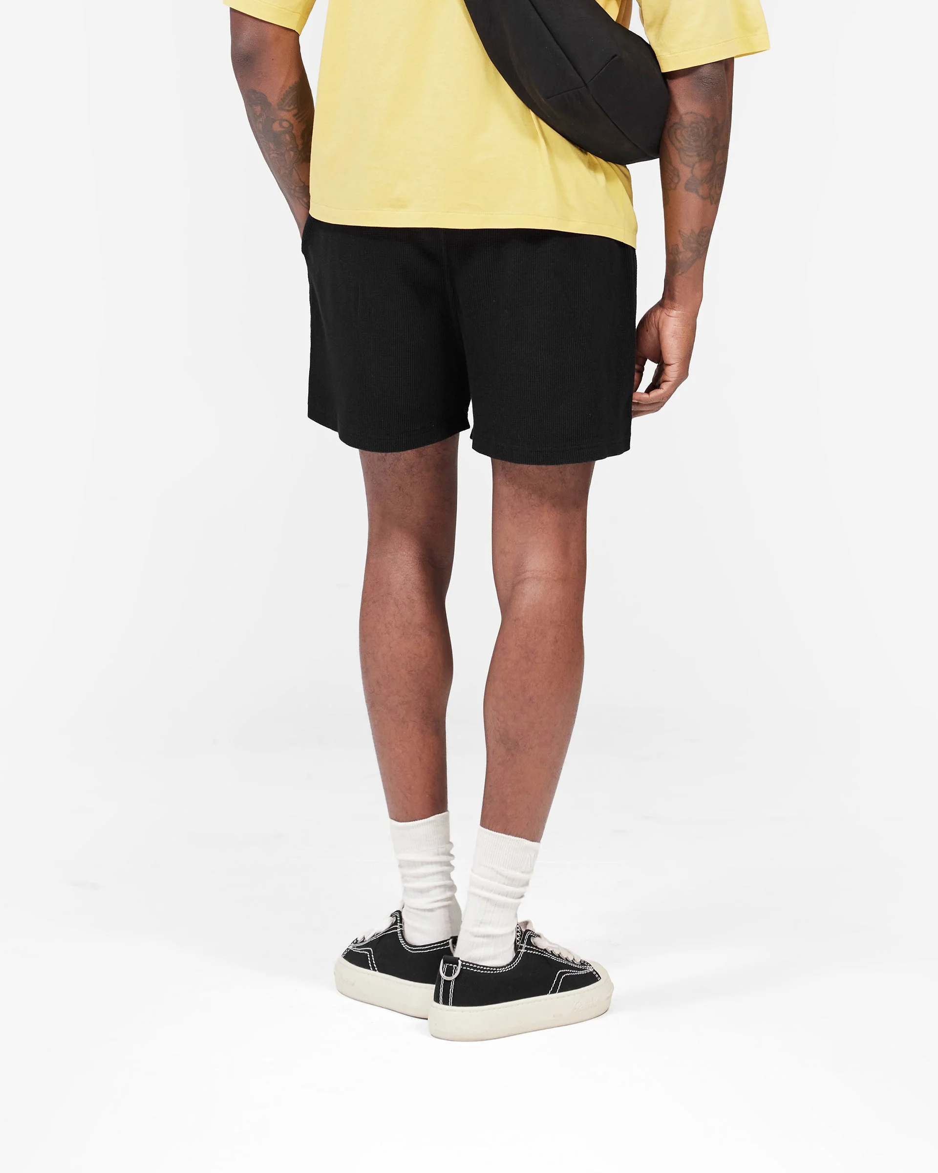 Initial Waffle Shorts - Jet Black - Image 6