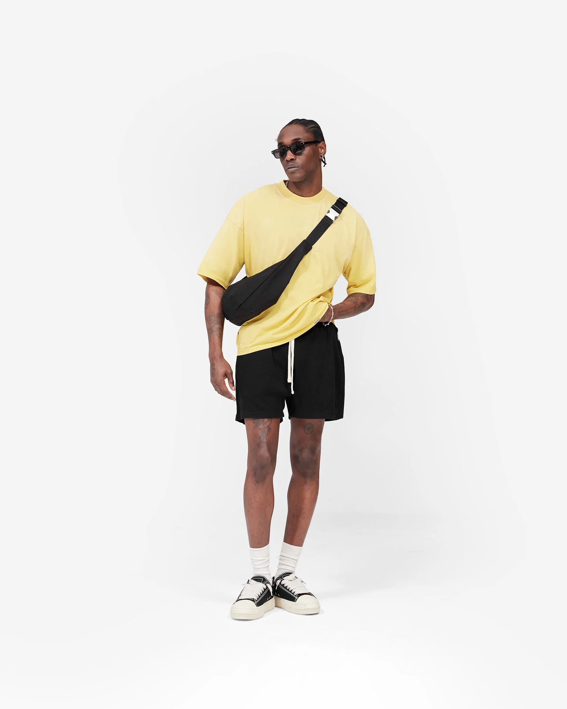 Initial Waffle Shorts - Jet Black - Image 7