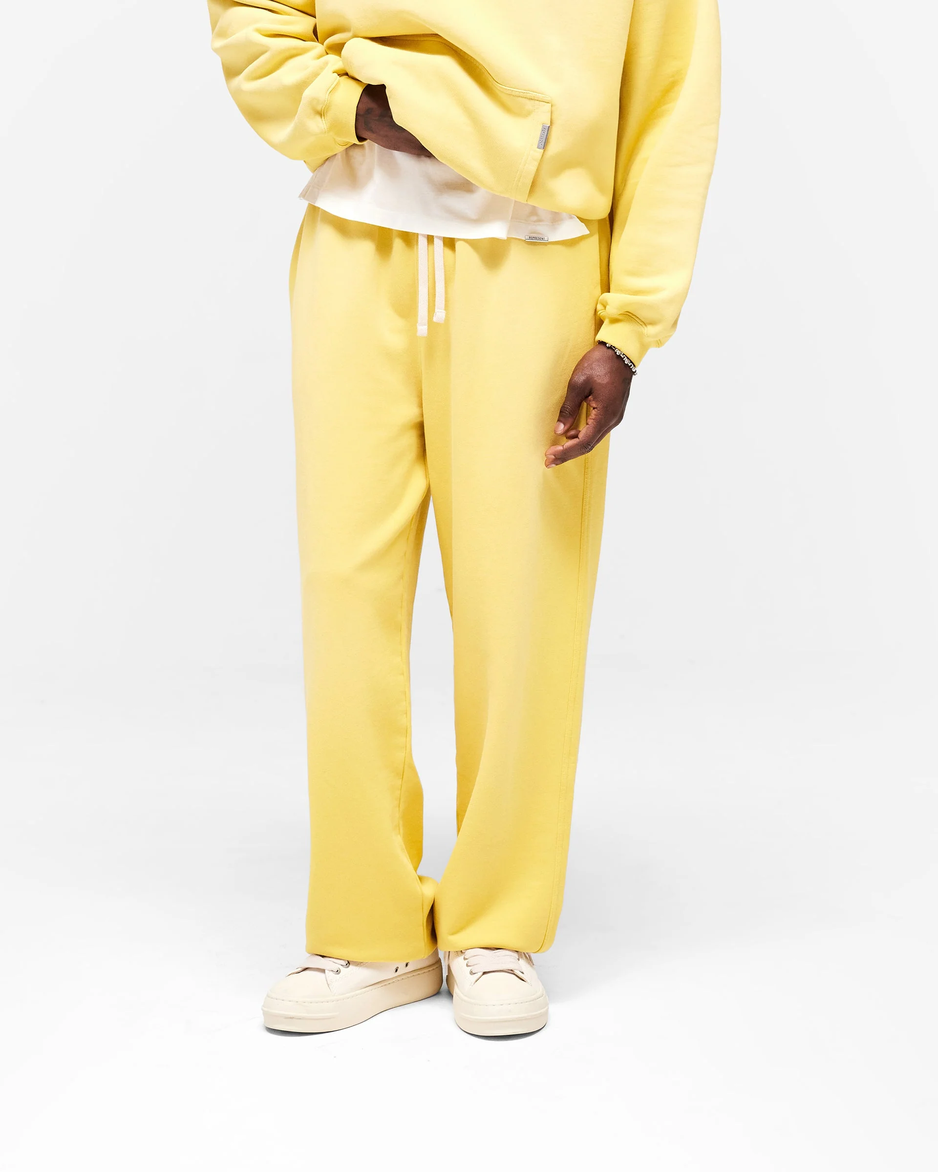 Initial Wide Leg Cuffed Sweatpant - Canary Yellow - Image 2