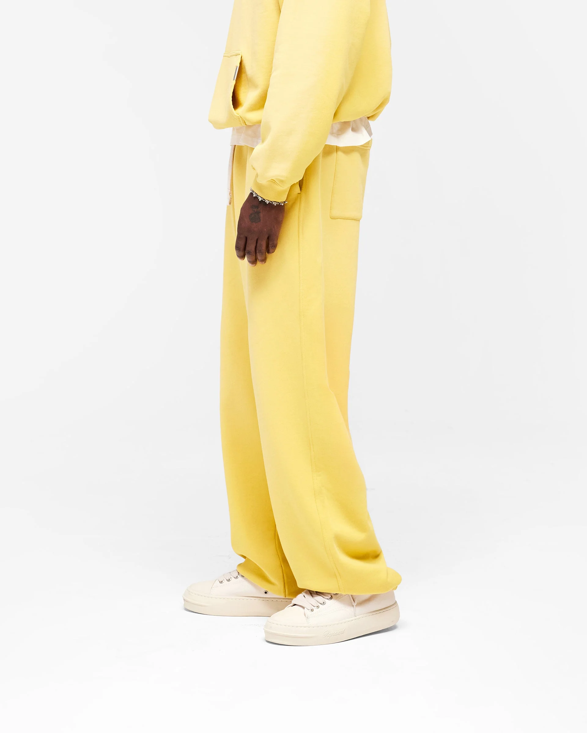 Initial Wide Leg Cuffed Sweatpant - Canary Yellow - Image 4