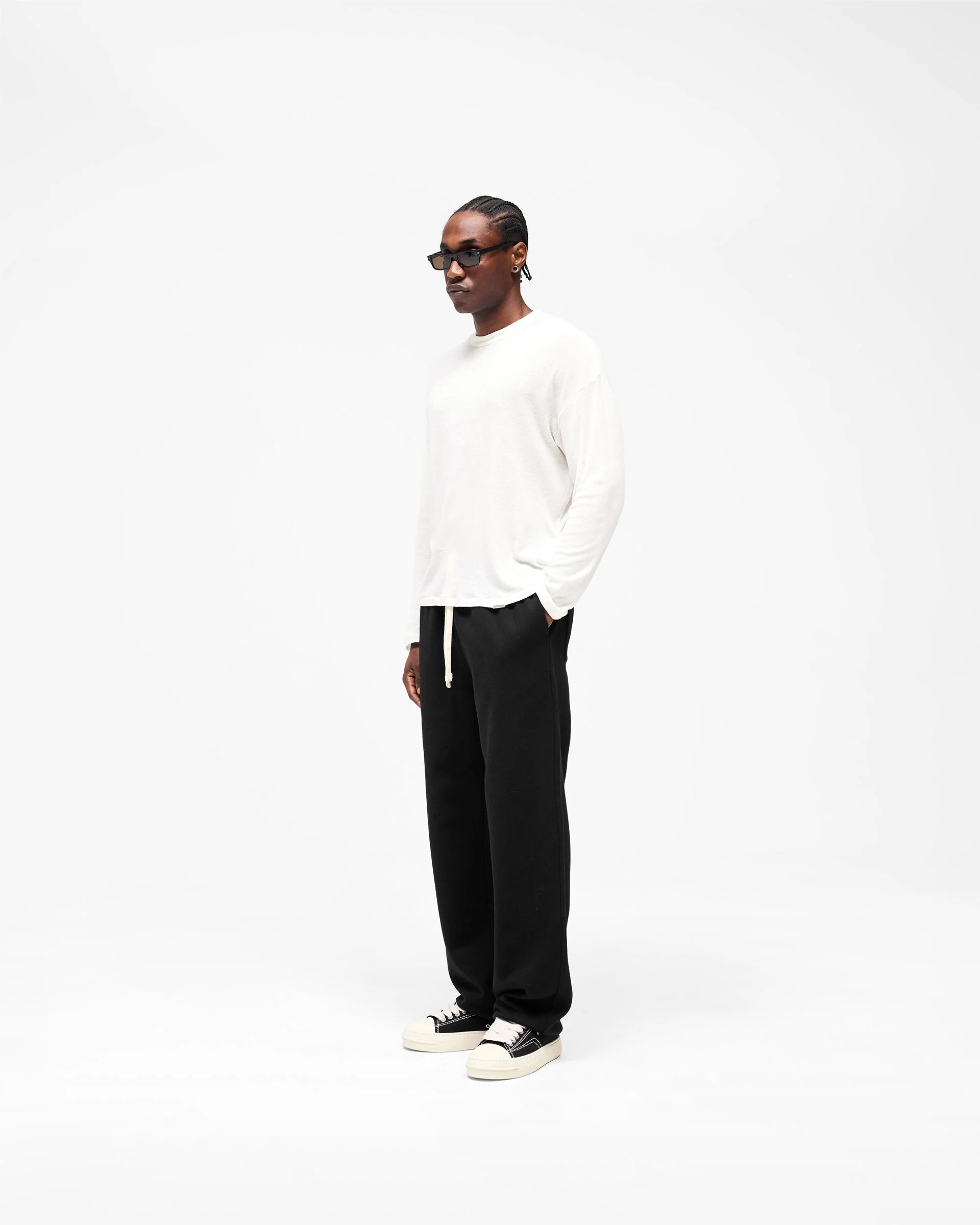Initial Wide Leg Cuffed Sweatpant - Jet Black - Image 10