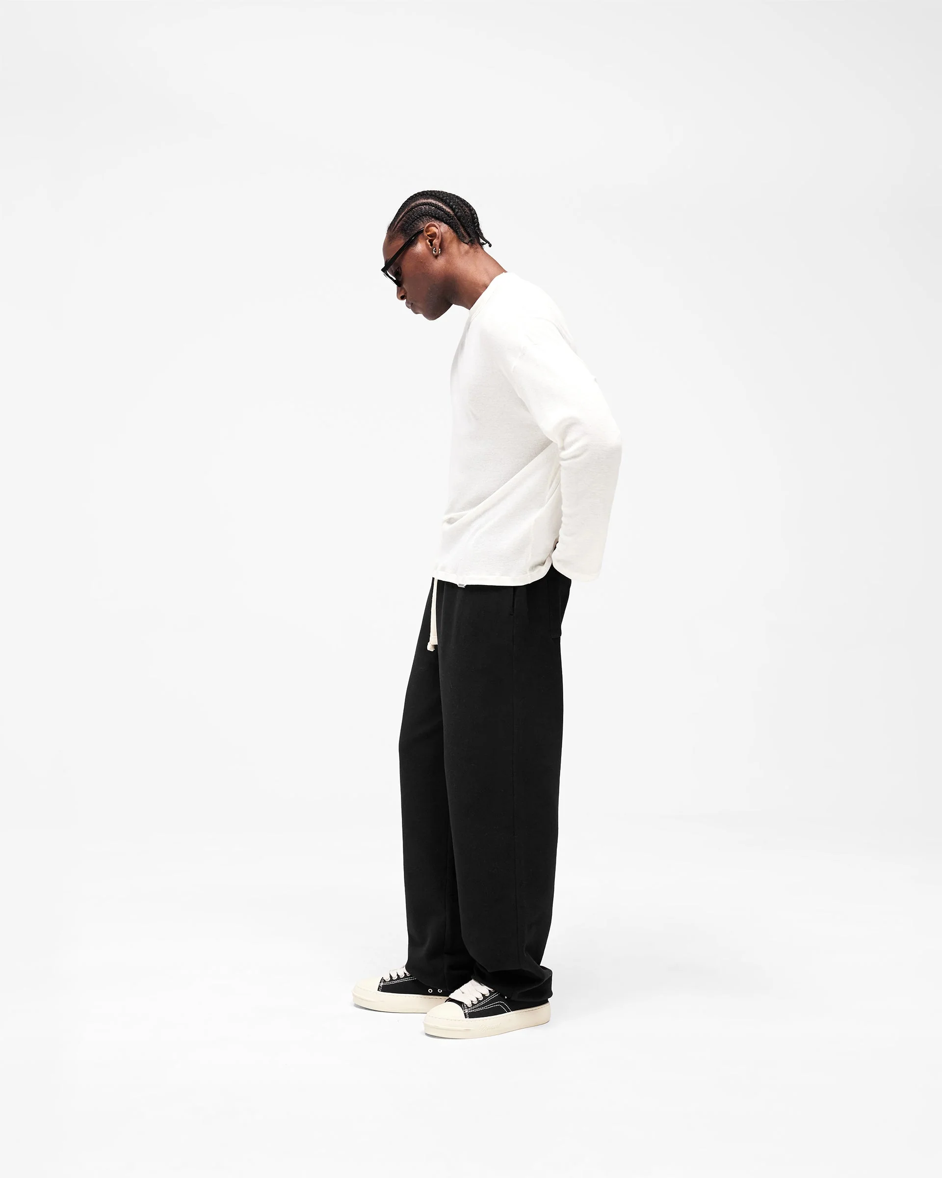 Initial Wide Leg Cuffed Sweatpant - Jet Black - Image 8