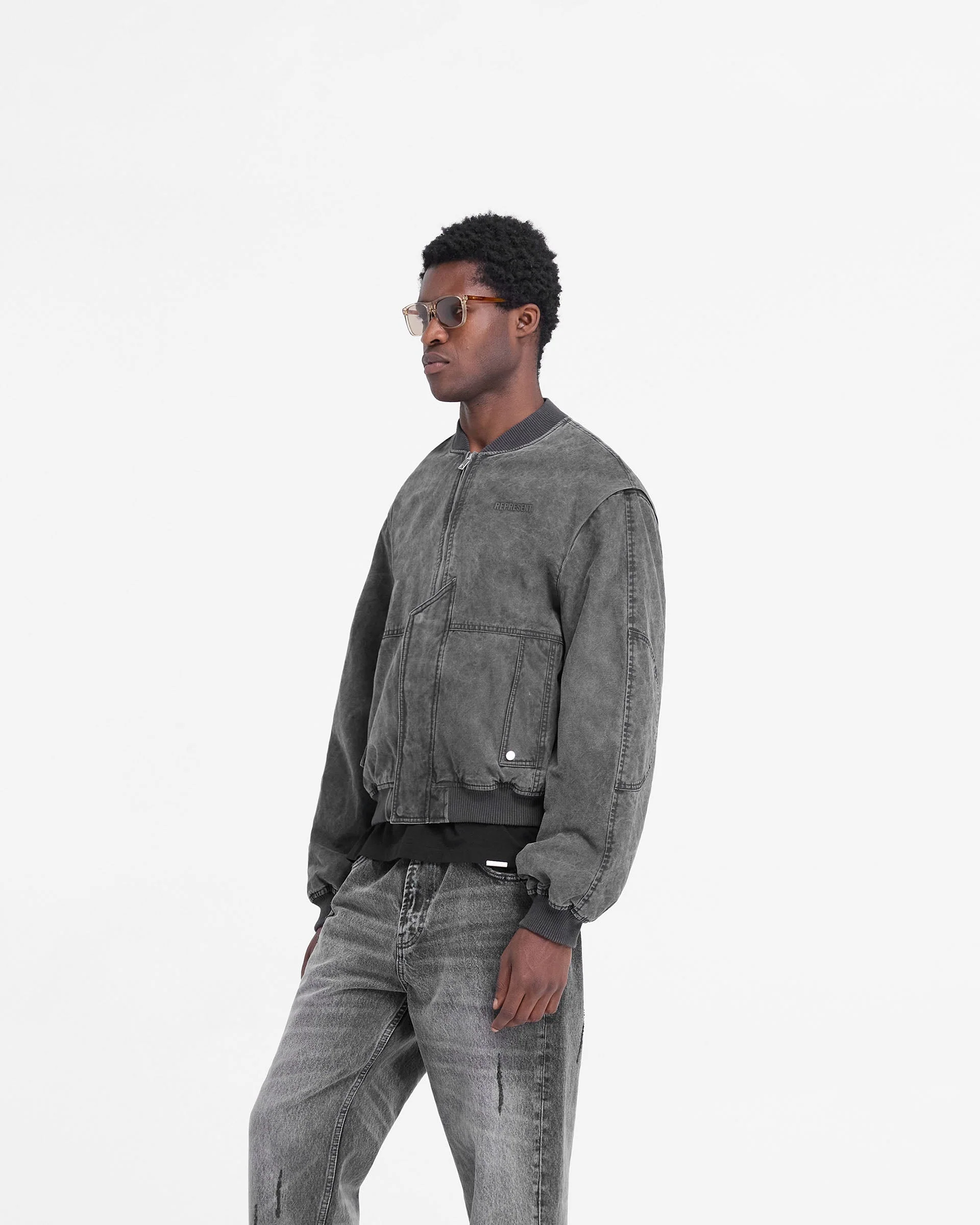 Inset Sleeve Bomber - Stained Black - Image 4