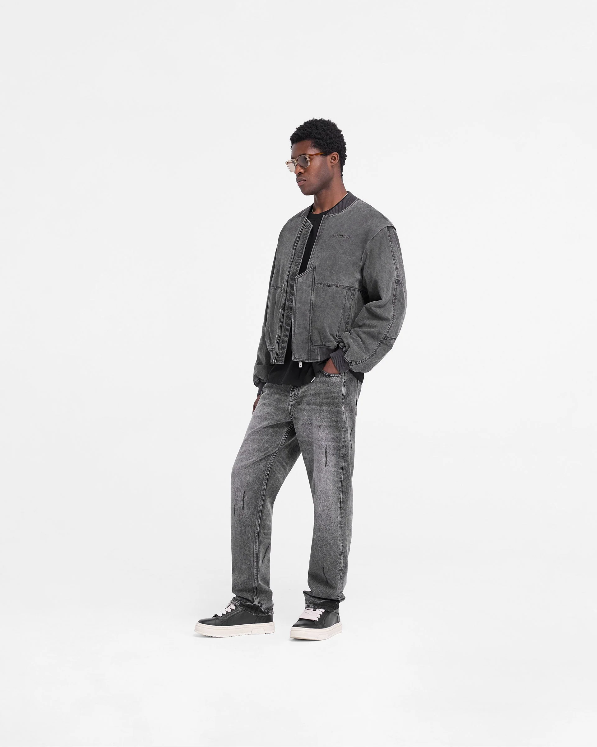 Inset Sleeve Bomber - Stained Black - Image 7