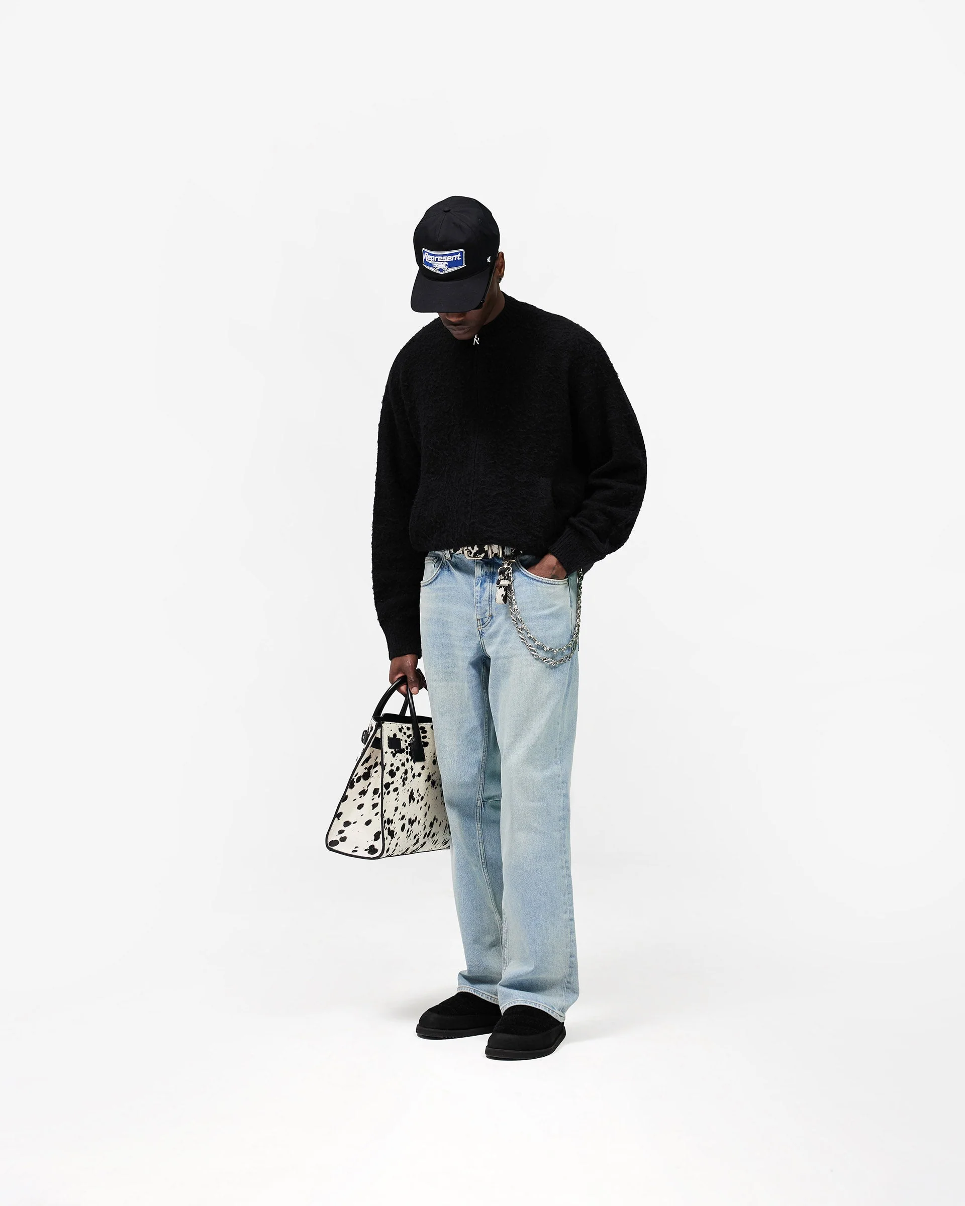 Knitted Bomber Jacket - Jet Black - Image 10