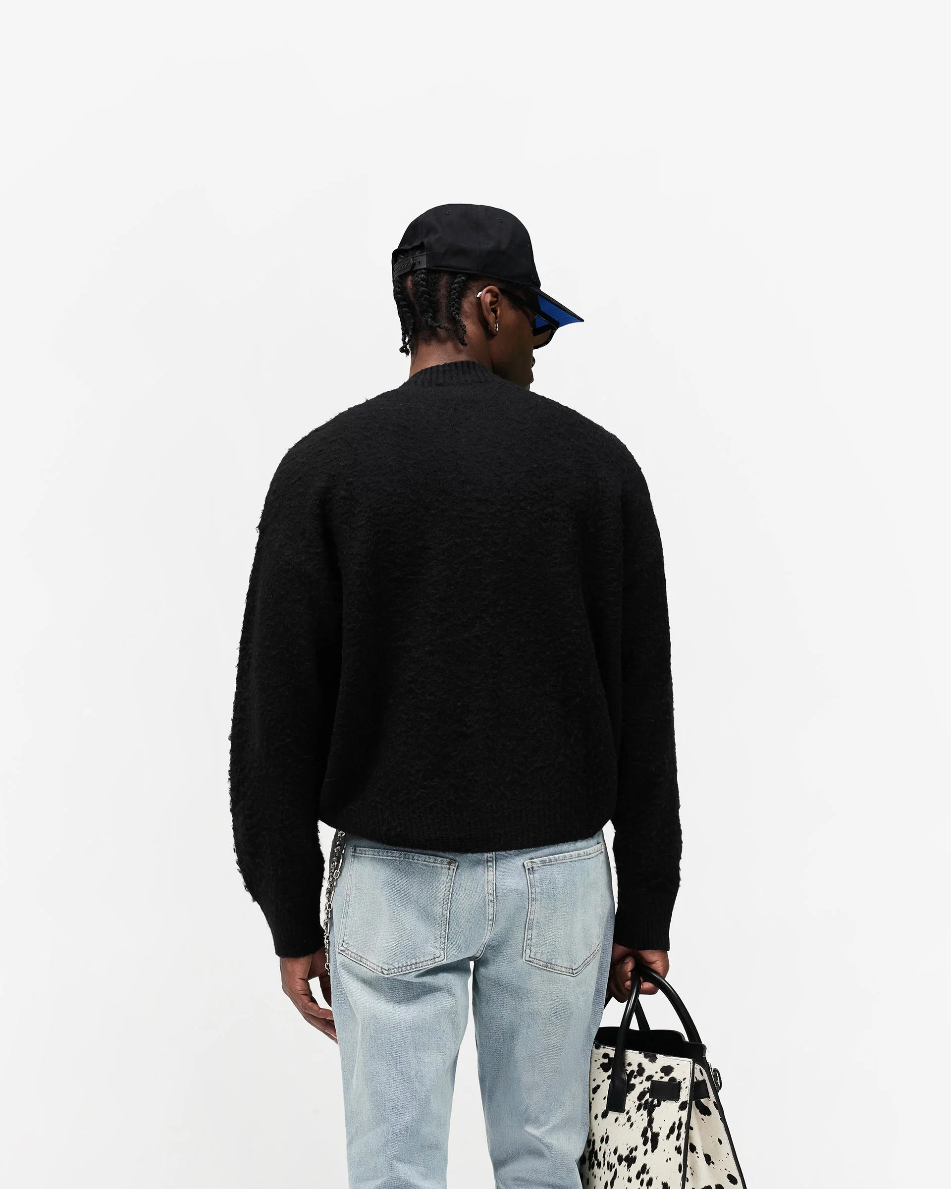 Knitted Bomber Jacket - Jet Black - Image 5