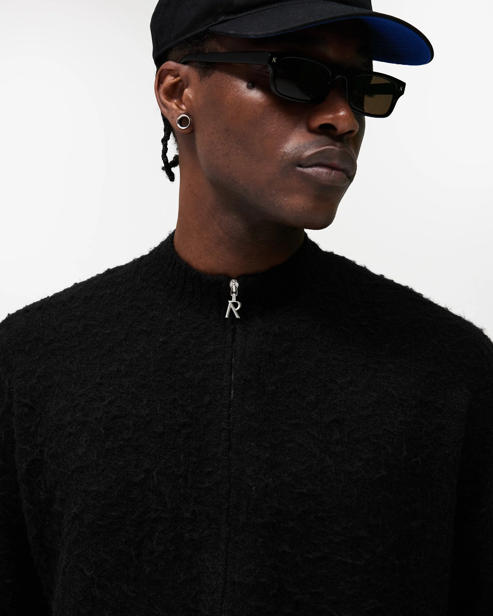 Knitted Bomber Jacket - Jet Black - Image 6