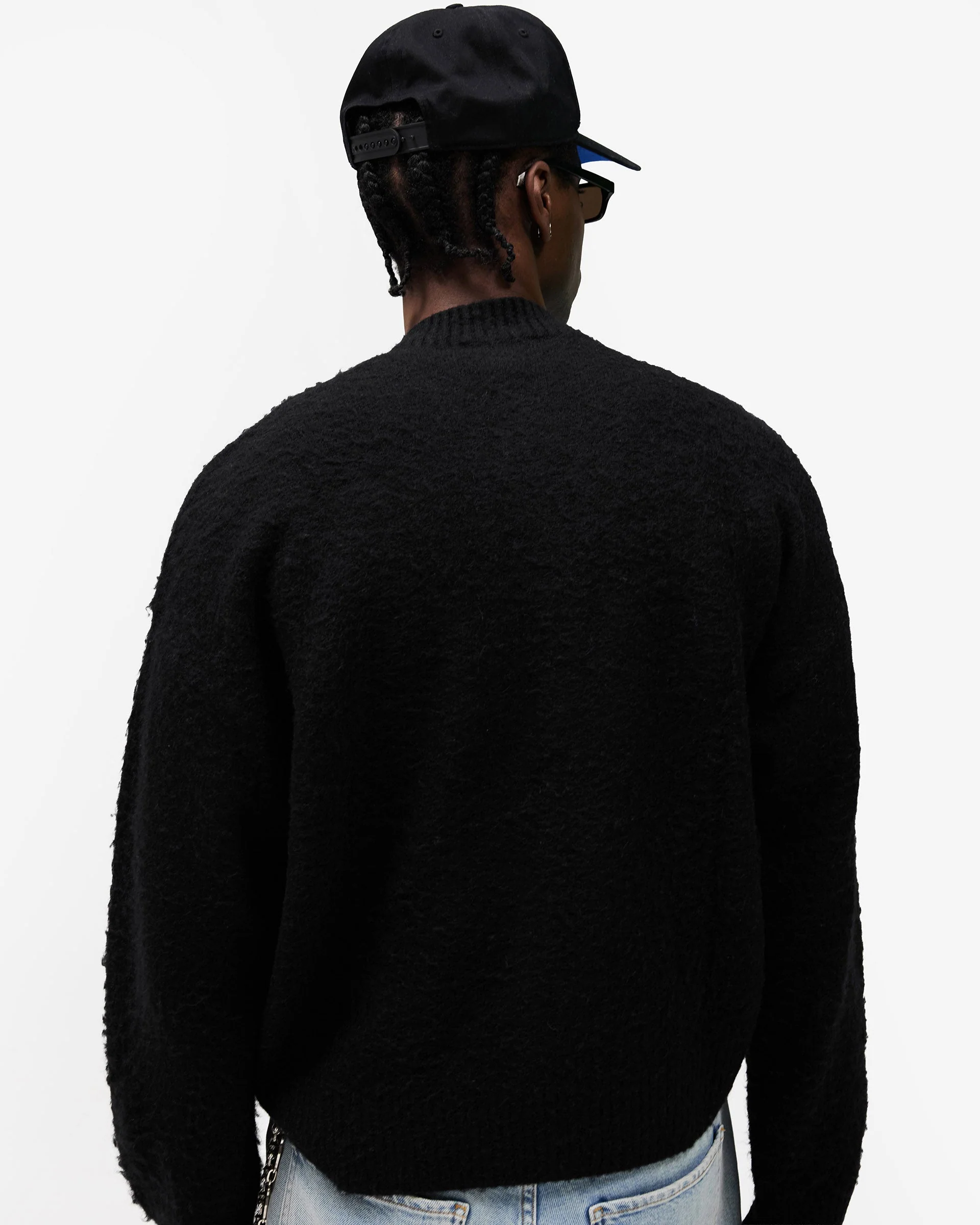 Knitted Bomber Jacket - Jet Black - Image 7