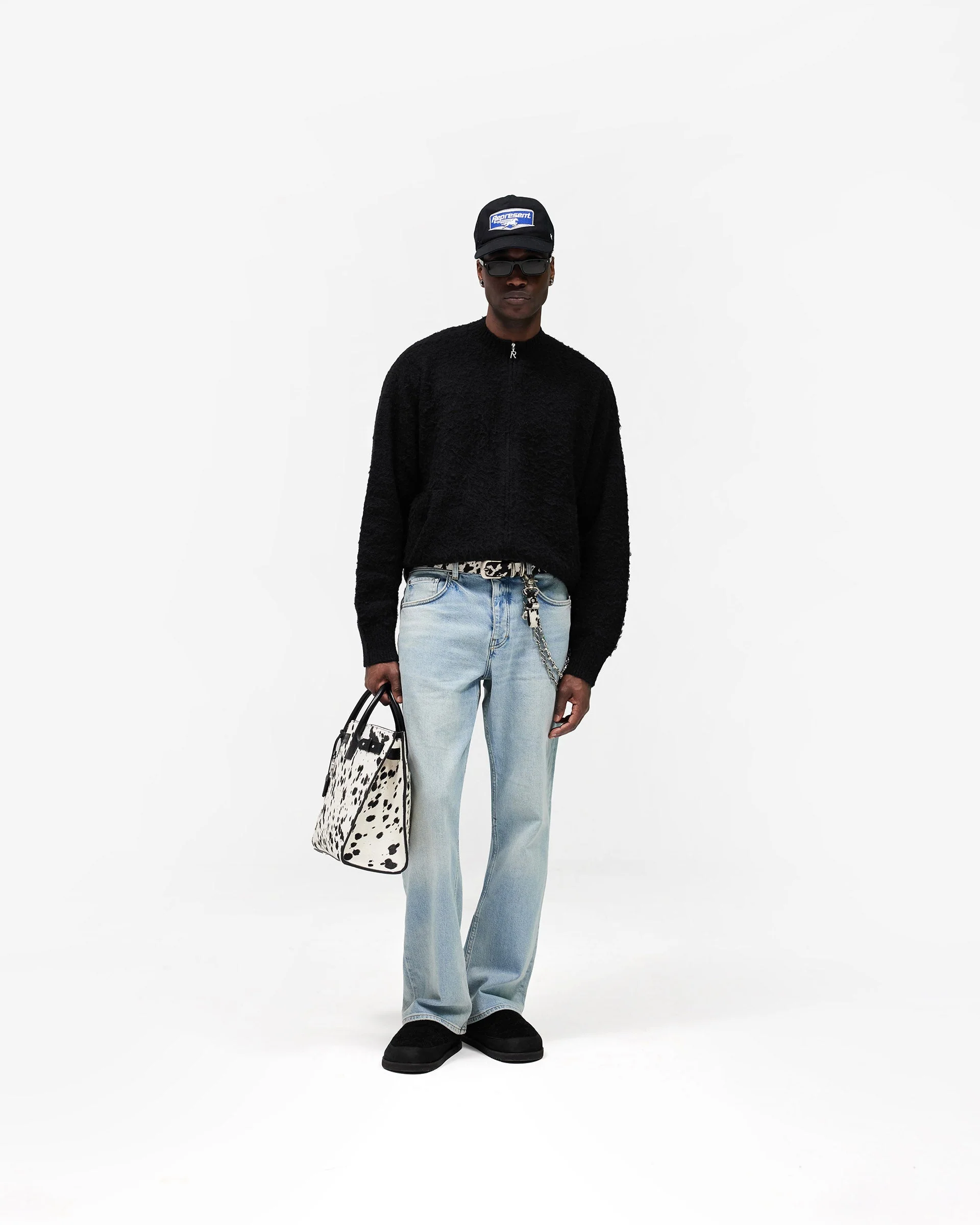 Knitted Bomber Jacket - Jet Black - Image 8