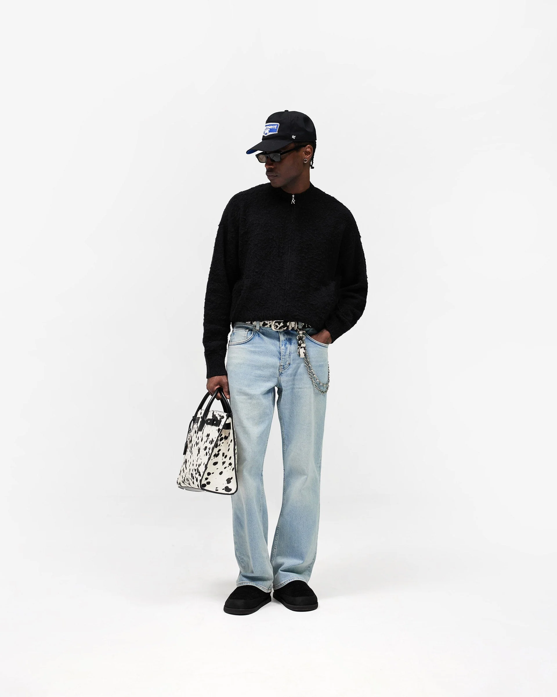 Knitted Bomber Jacket - Jet Black - Image 9