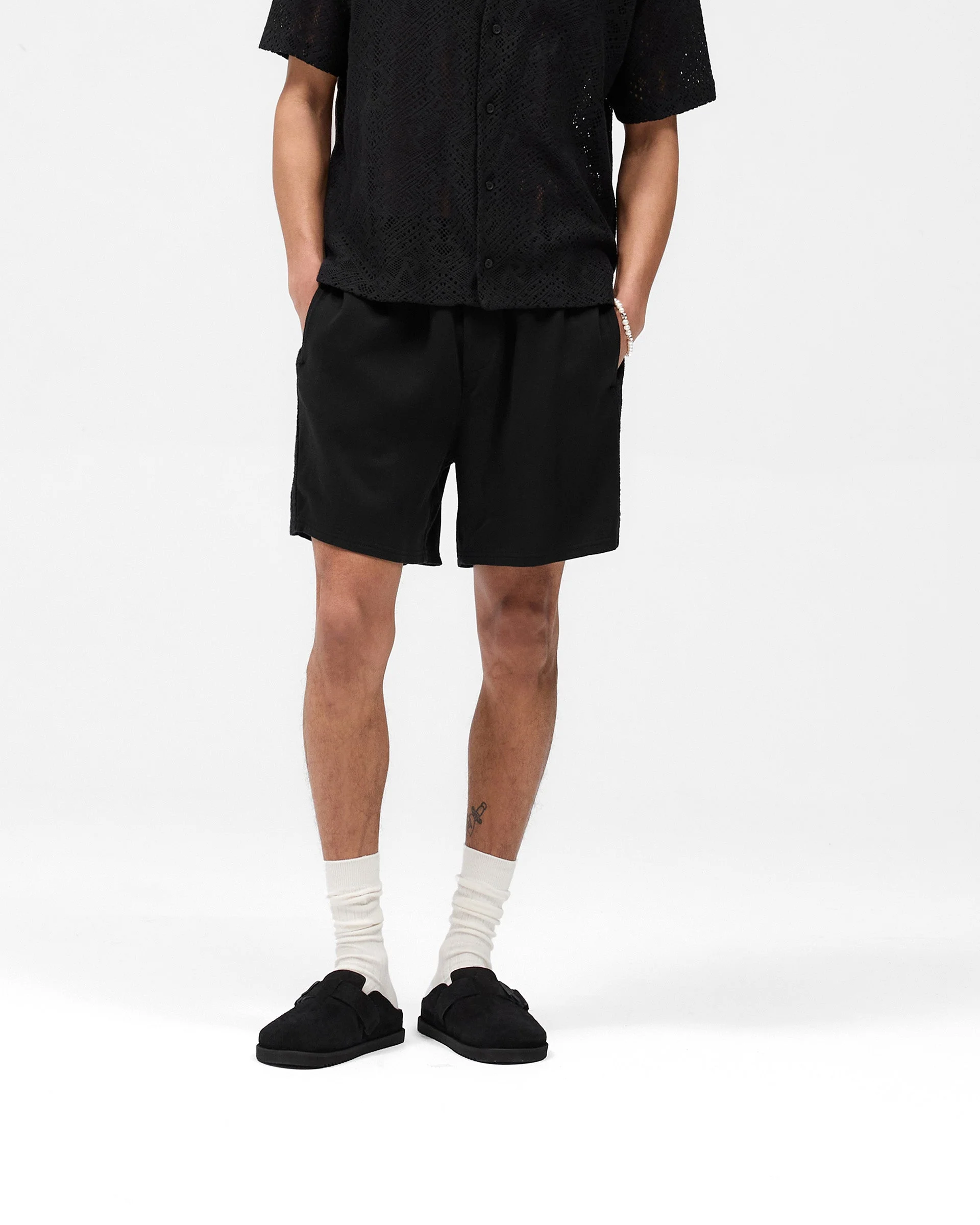 Knitted Panel Short - Black - Image 4