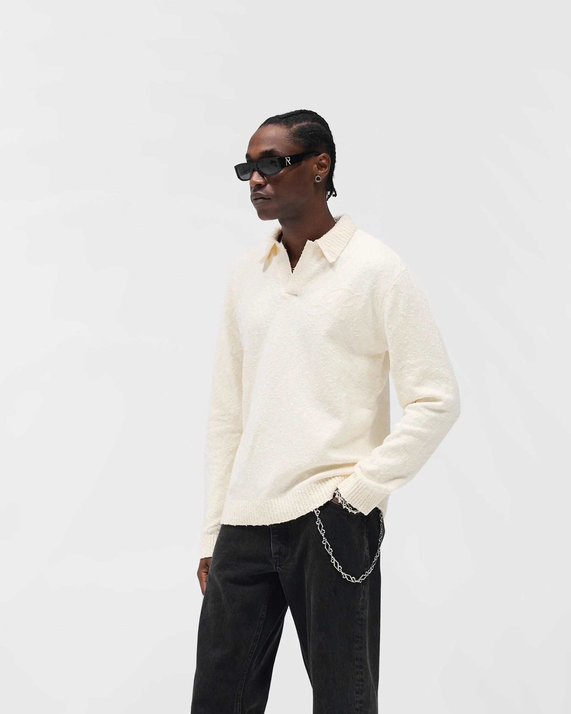 Knitted Polo - Aged White - Image 2