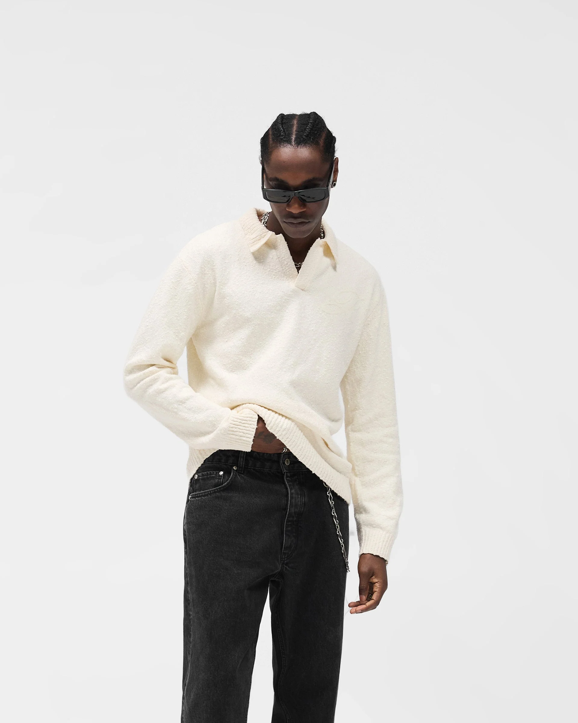 Knitted Polo - Aged White - Image 3
