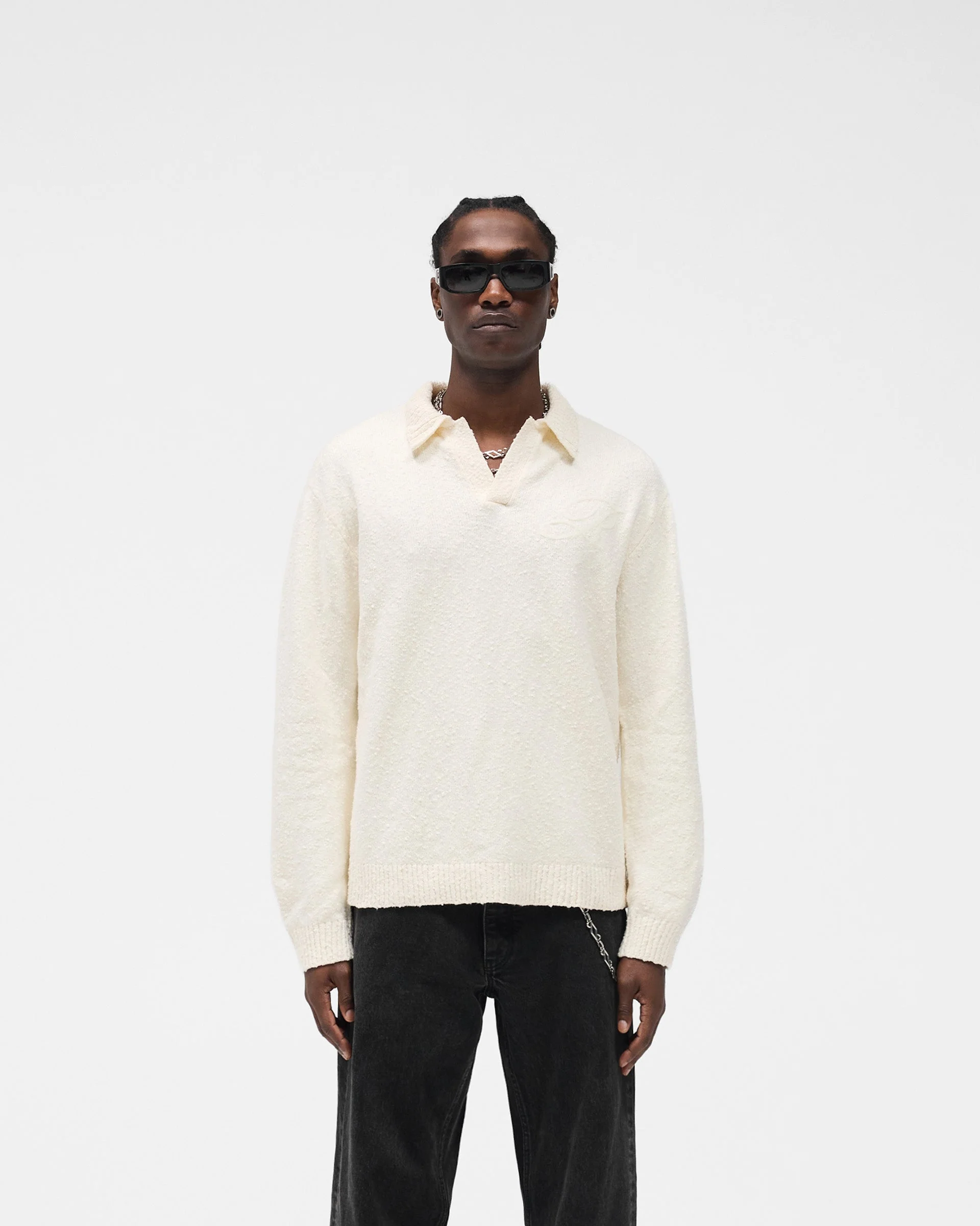Knitted Polo - Aged White - Image 4