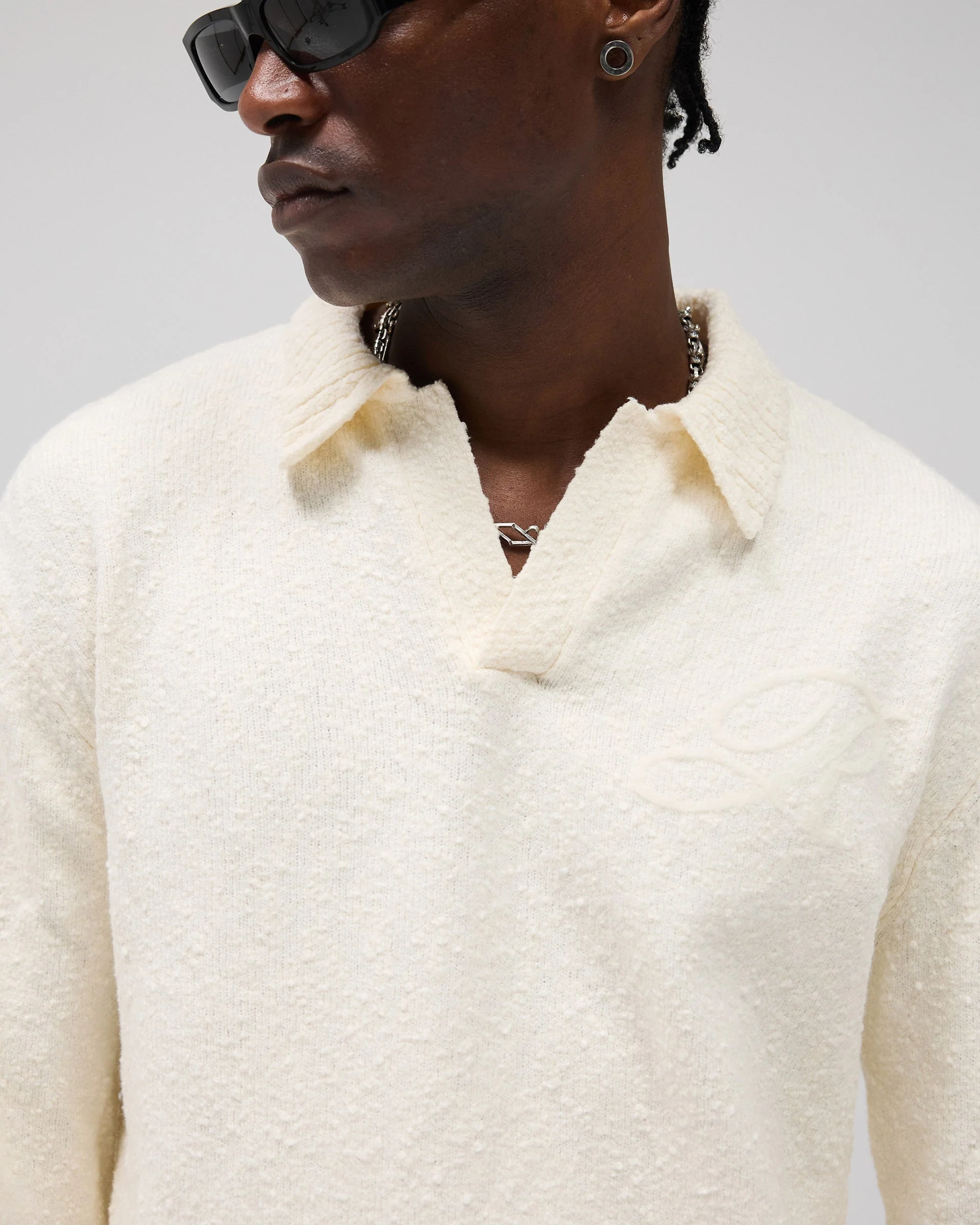 Knitted Polo - Aged White - Image 6