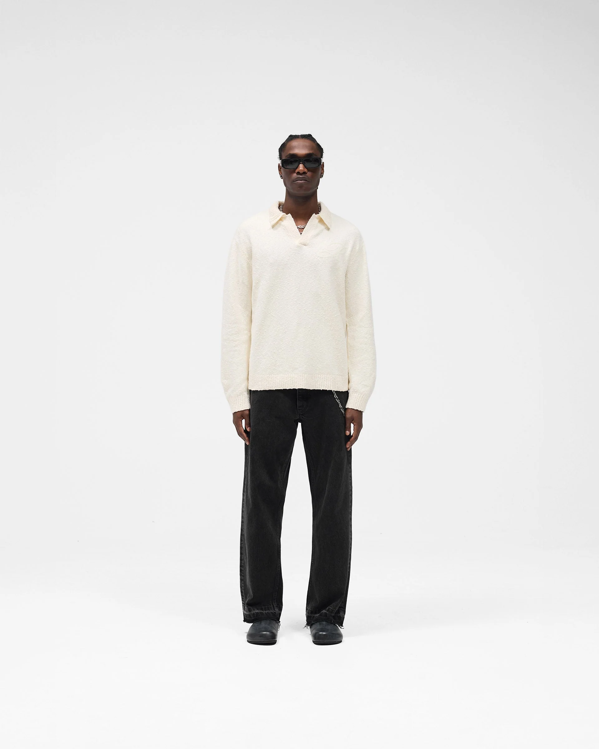 Knitted Polo - Aged White - Image 8