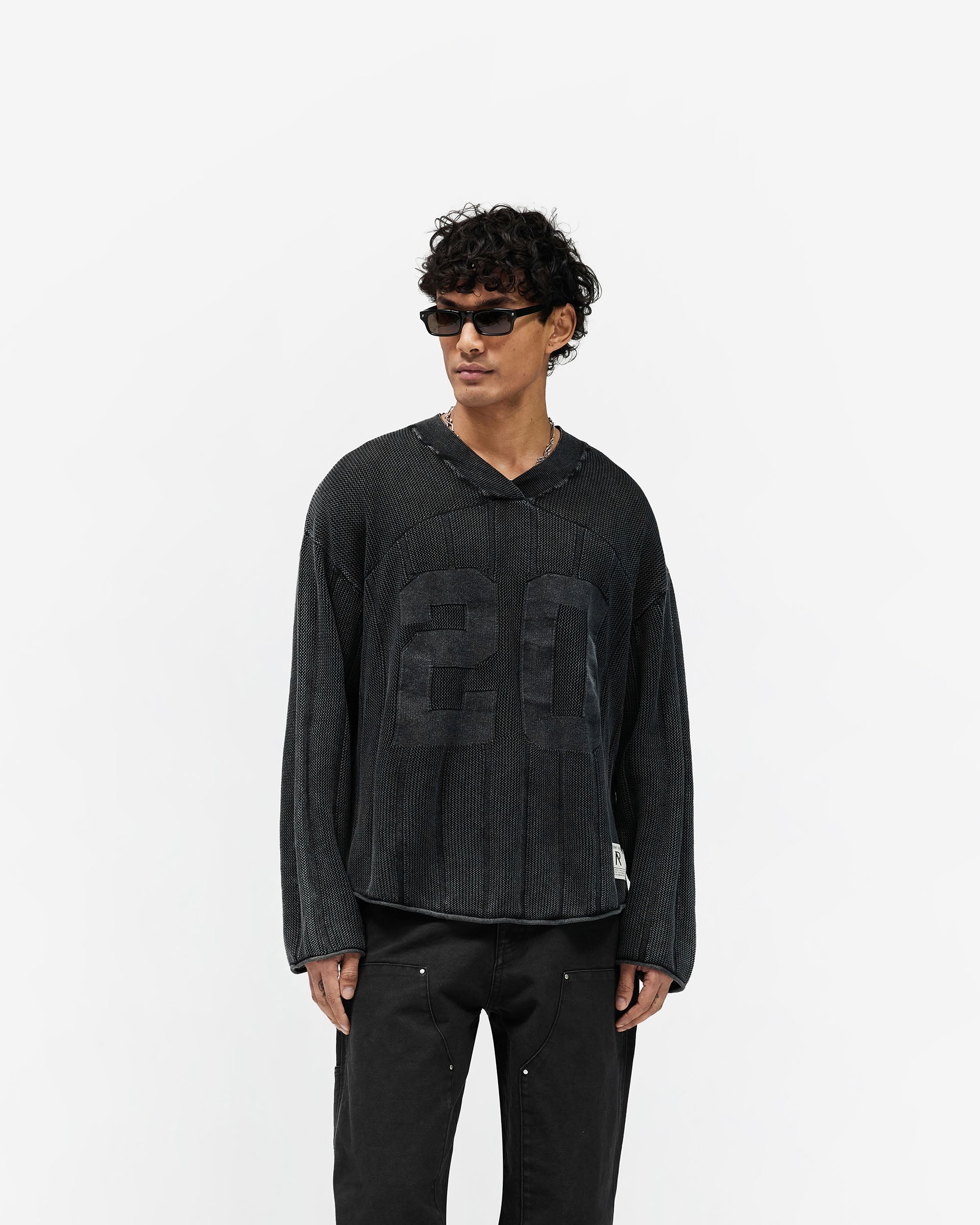 Knitted Varsity Long Sleeve Jersey - Vintage Grey - Image 2