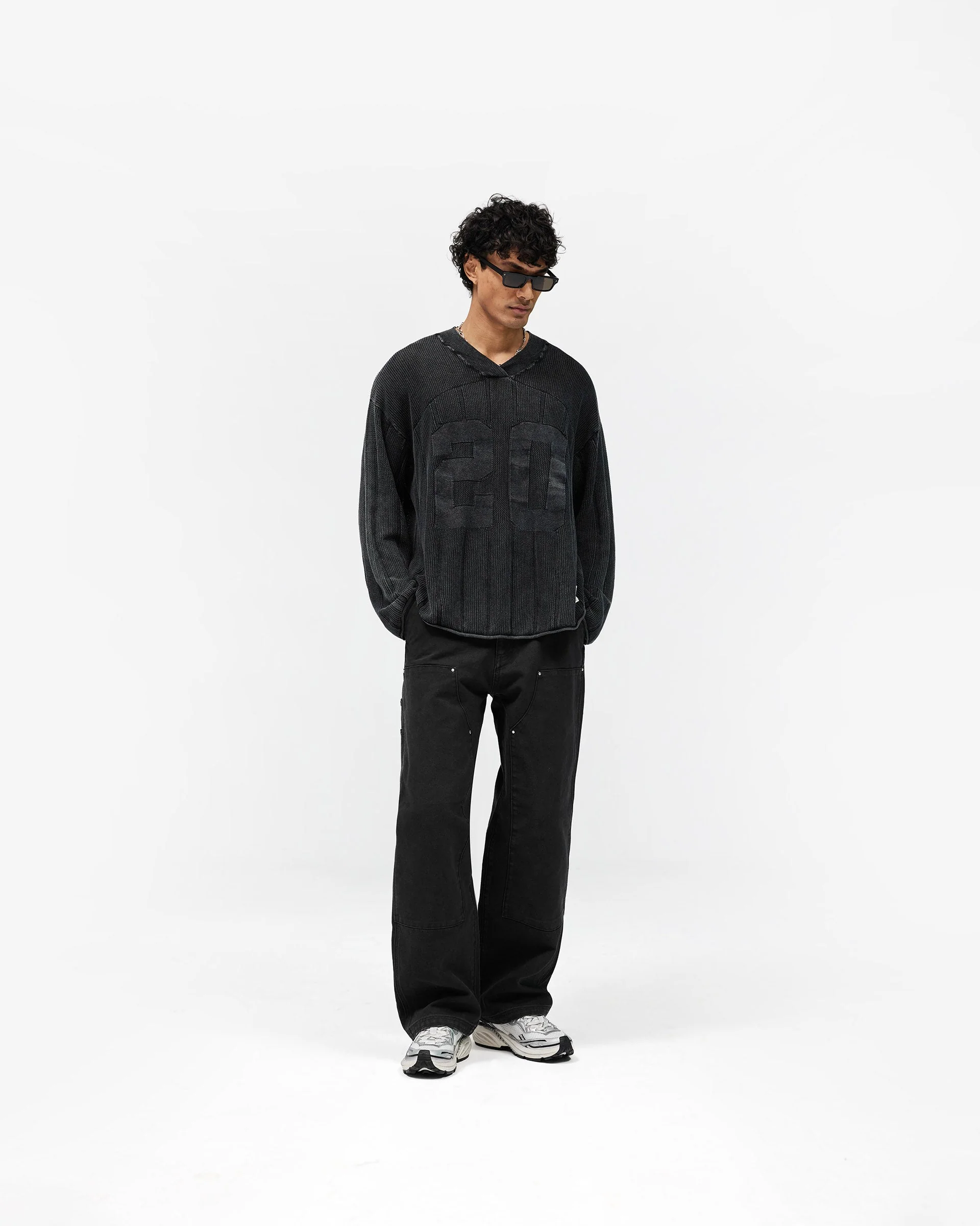 Knitted Varsity Long Sleeve Jersey - Vintage Grey - Image 8