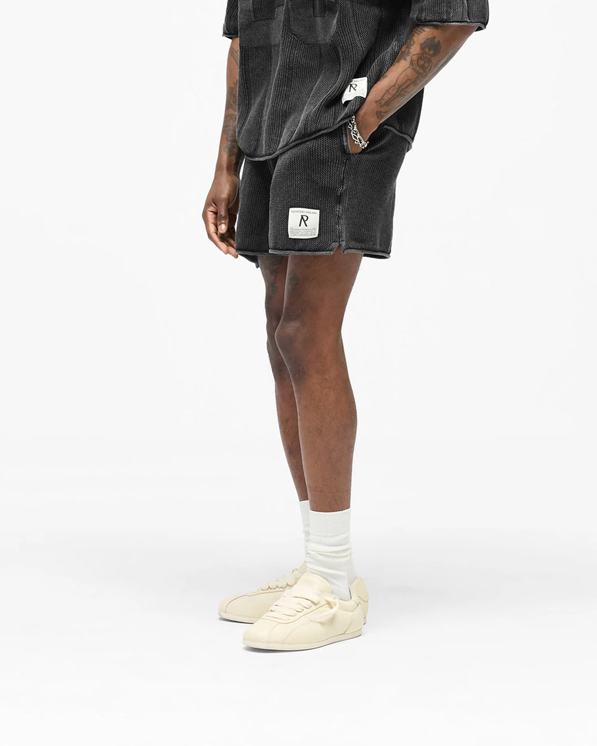 Knitted Varsity Shorts - Vintage Grey - Image 2