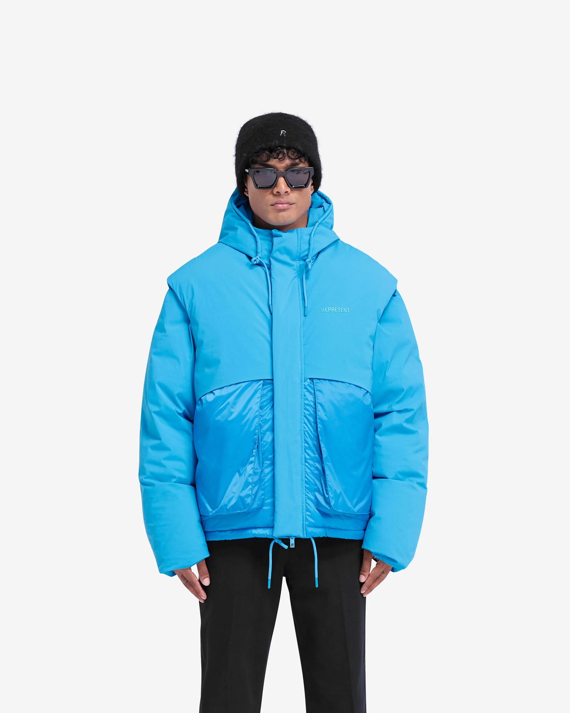 Layered Hooded Puffer - Electric Blue - Image 3