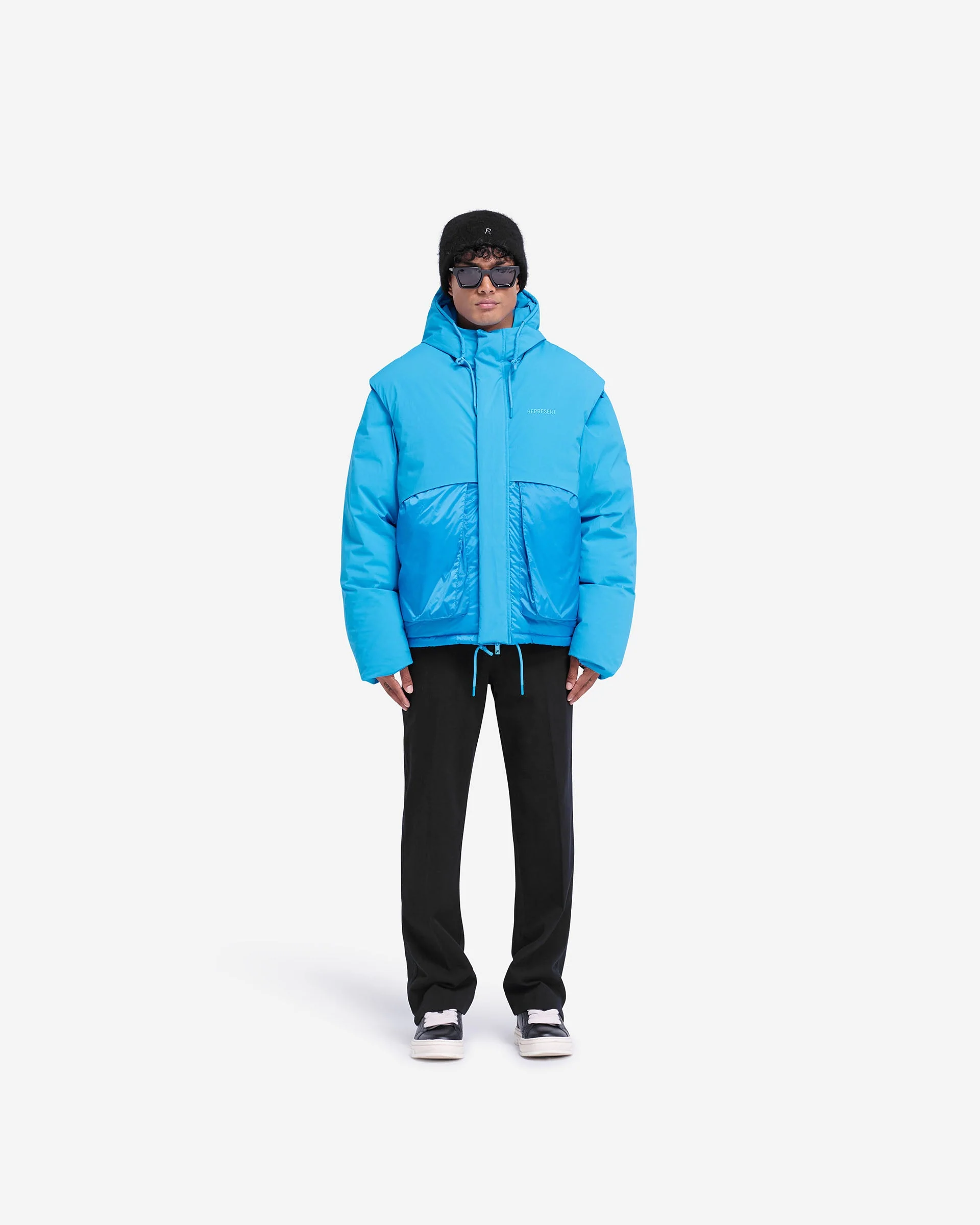 Layered Hooded Puffer - Electric Blue - Image 4