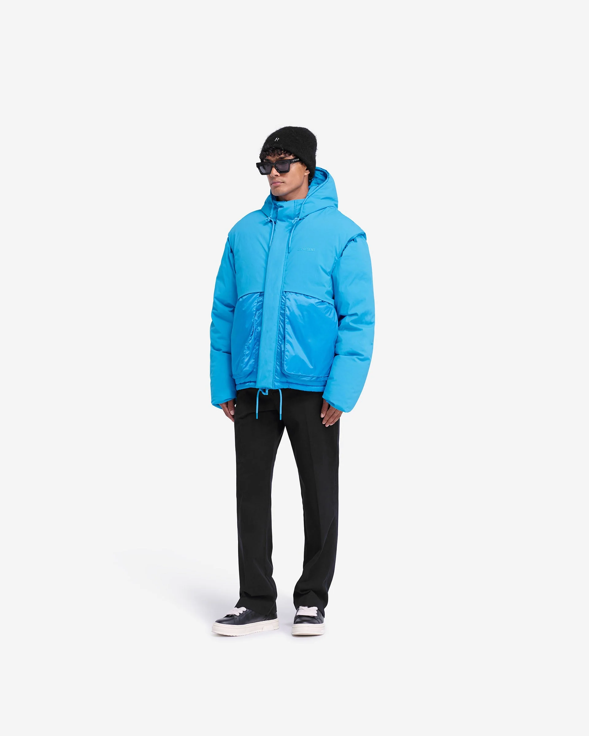 Layered Hooded Puffer - Electric Blue - Image 5