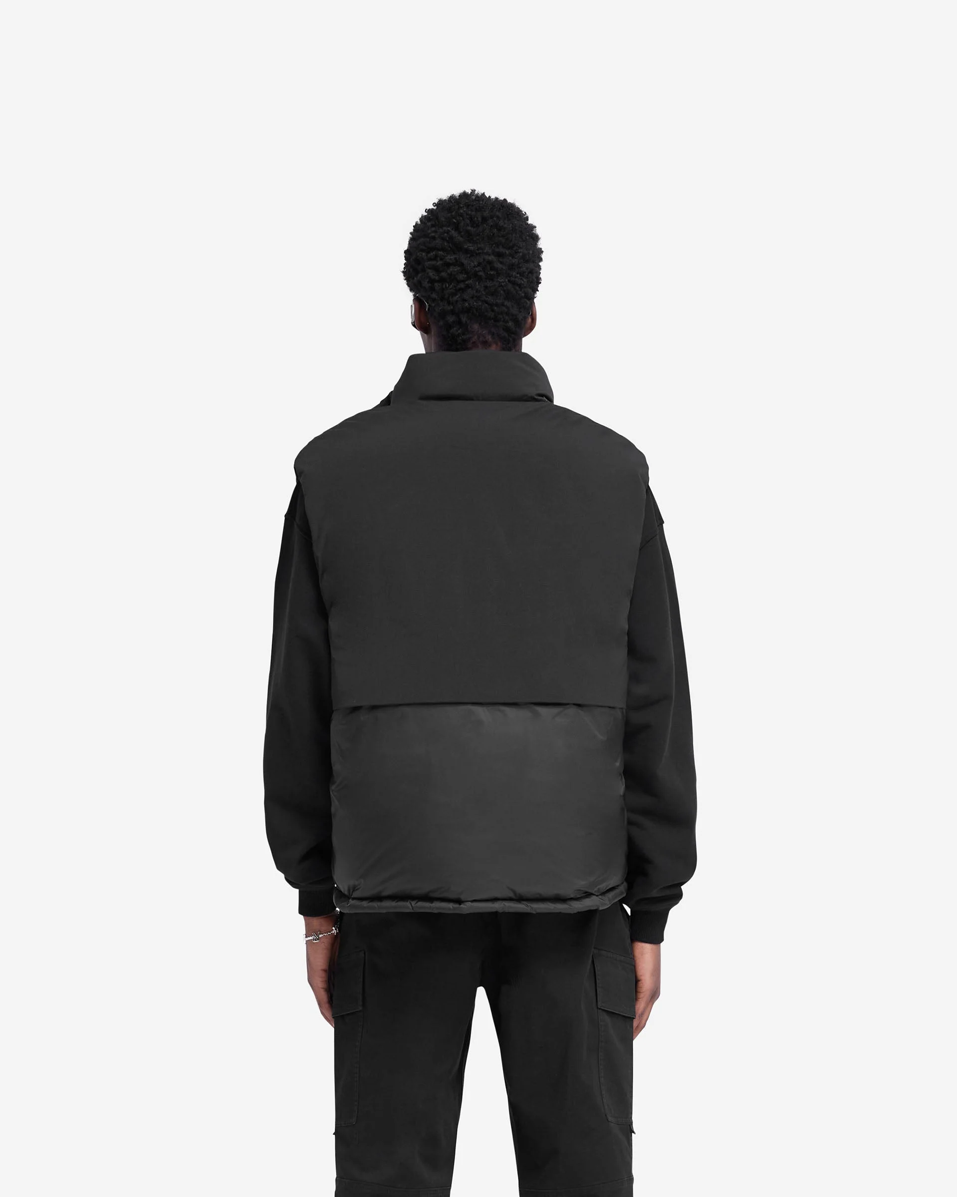 Layered Puffer Gilet - Jet Black - Image 4